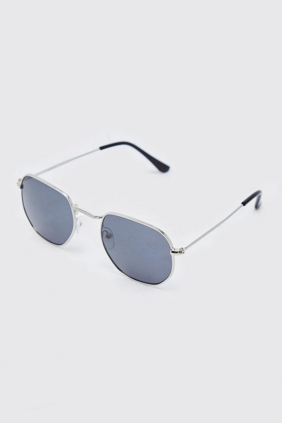Silver משקפי שמש בסגנון וינטג' עם מוטות מתכת עם ציפוי פלסטיק מחומרים  image number 1