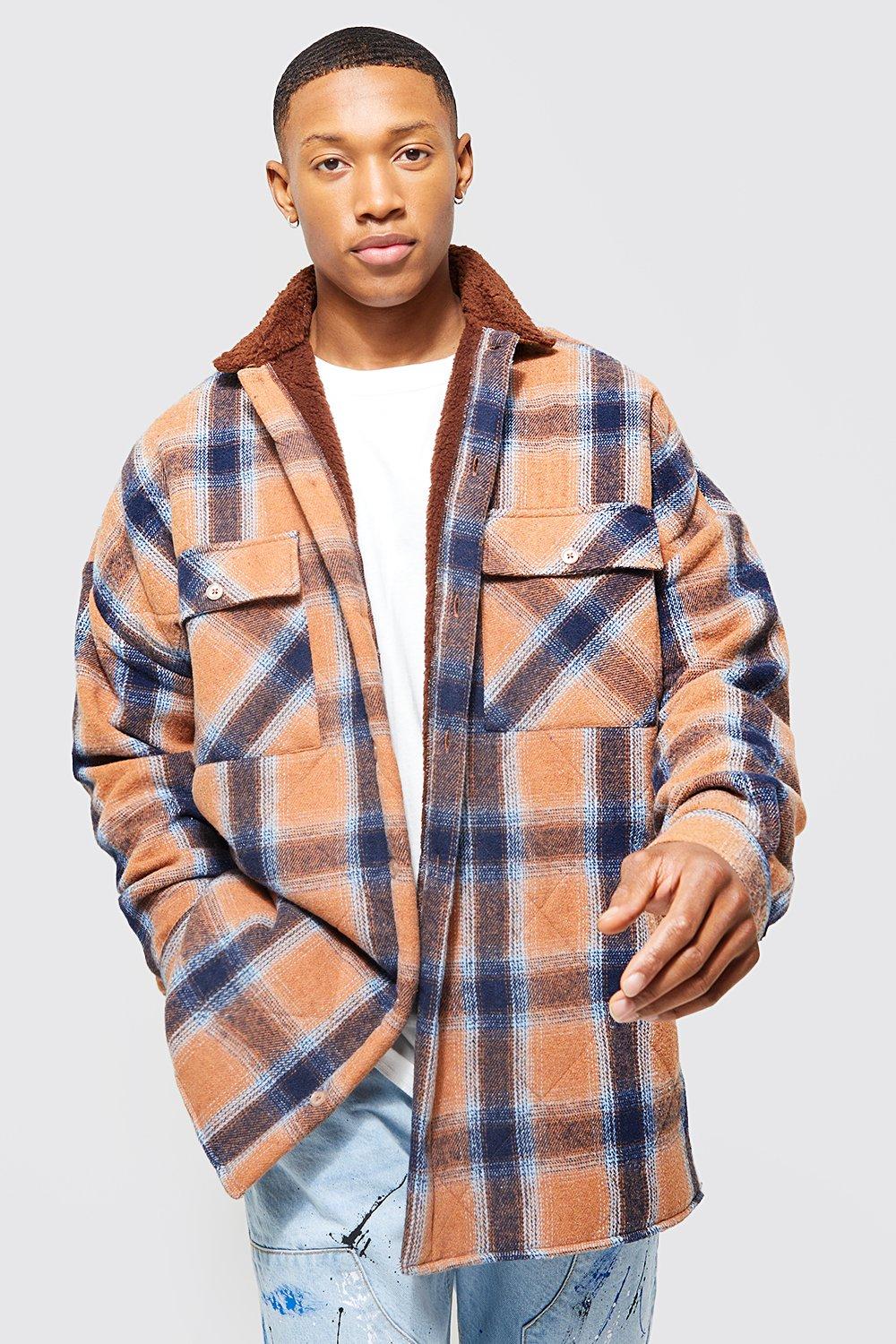 borg lined checked shirt