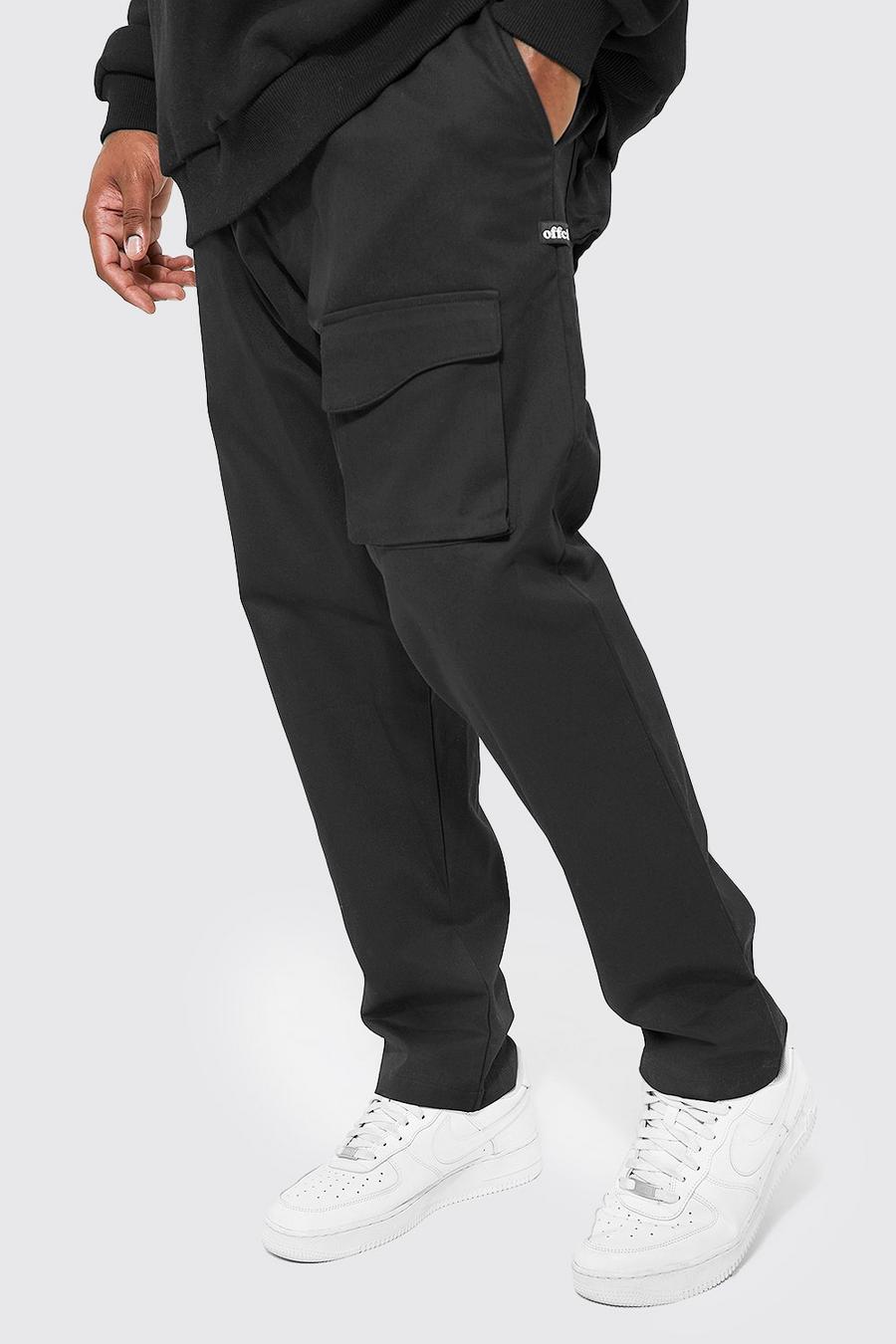 Grande taille - Pantalon cargo slim avec poches incurvées, Black image number 1
