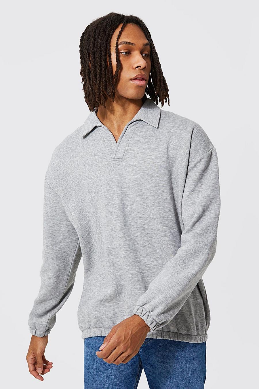Grey marl Sweatshirt med bowlingkrage image number 1