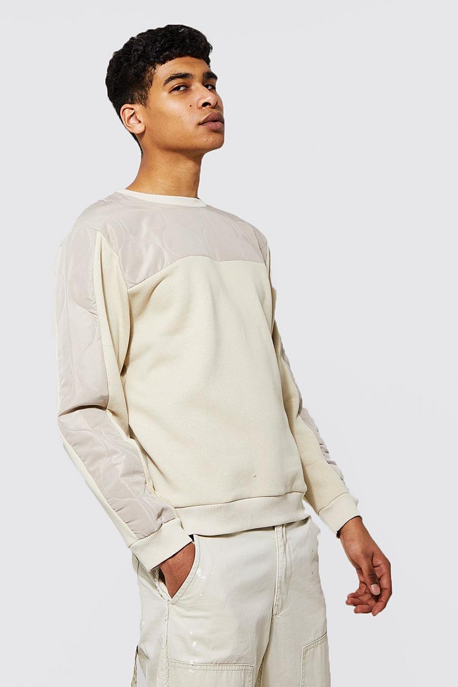 Sand beis Onion Quilted Panel Sweater