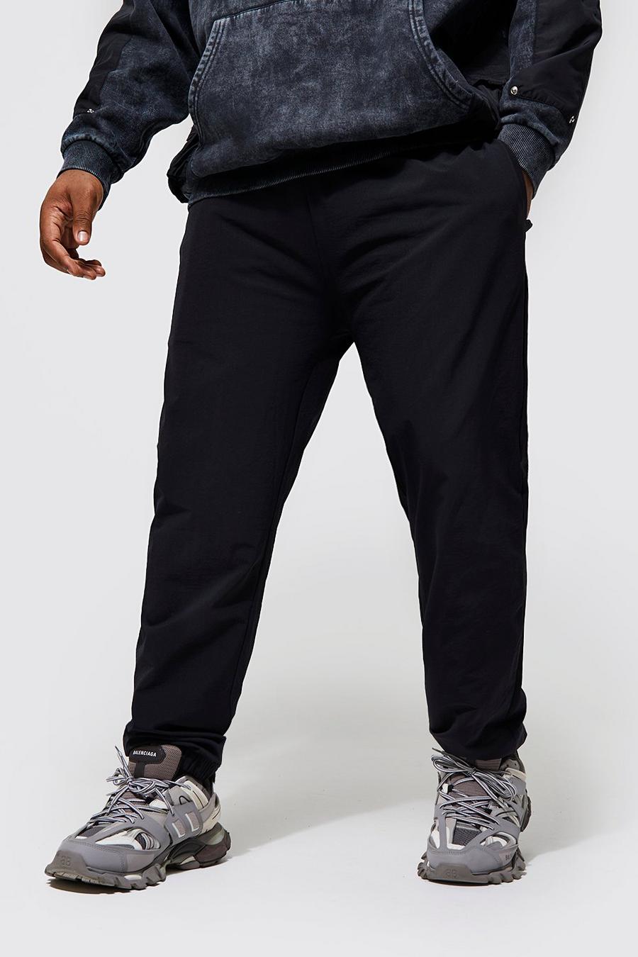 Pantaloni tecnici Plus Size Slim Fit con polsini alle caviglie, Black image number 1