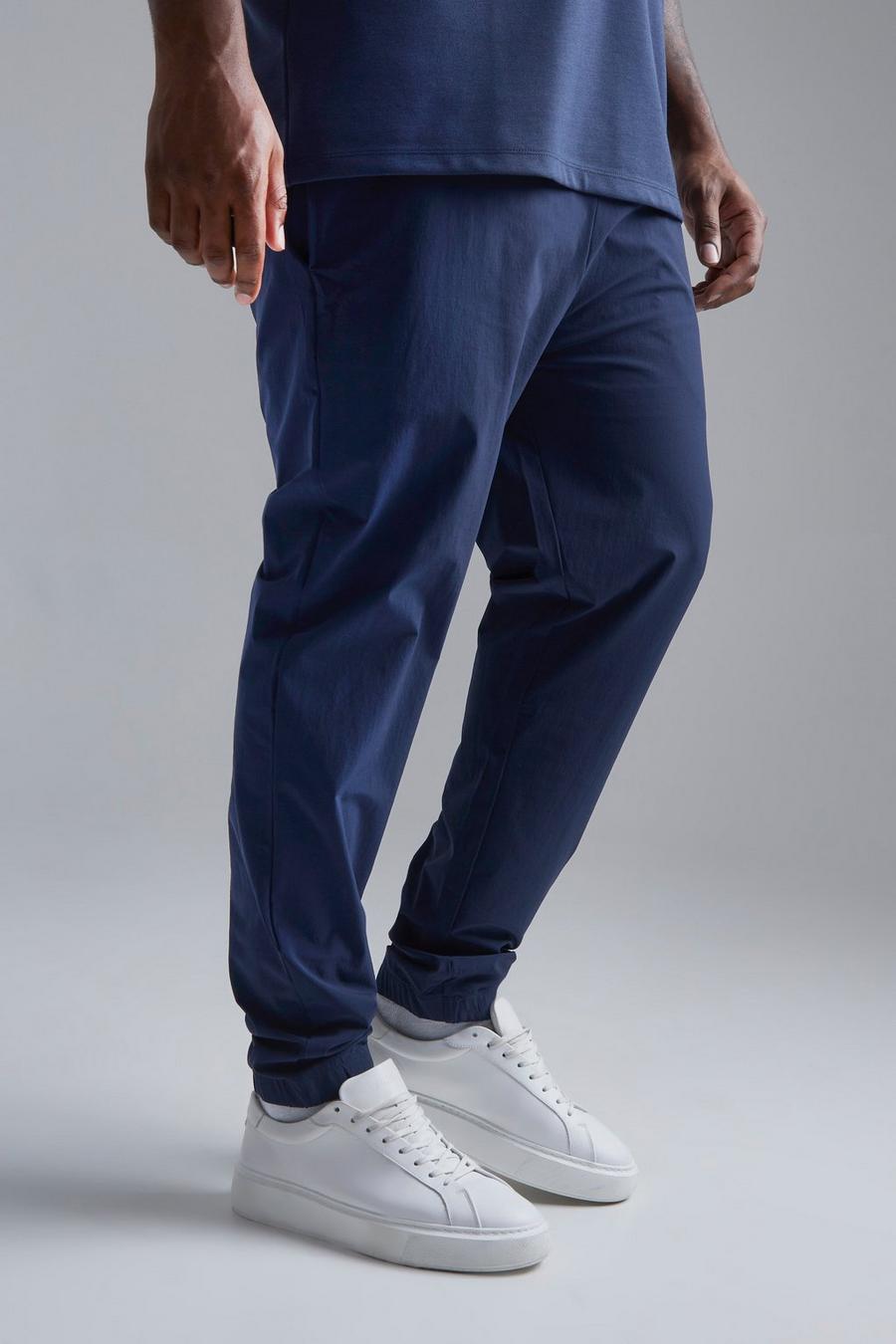 Pantaloni tecnici Plus Size Slim Fit con polsini alle caviglie, Navy blu oltremare