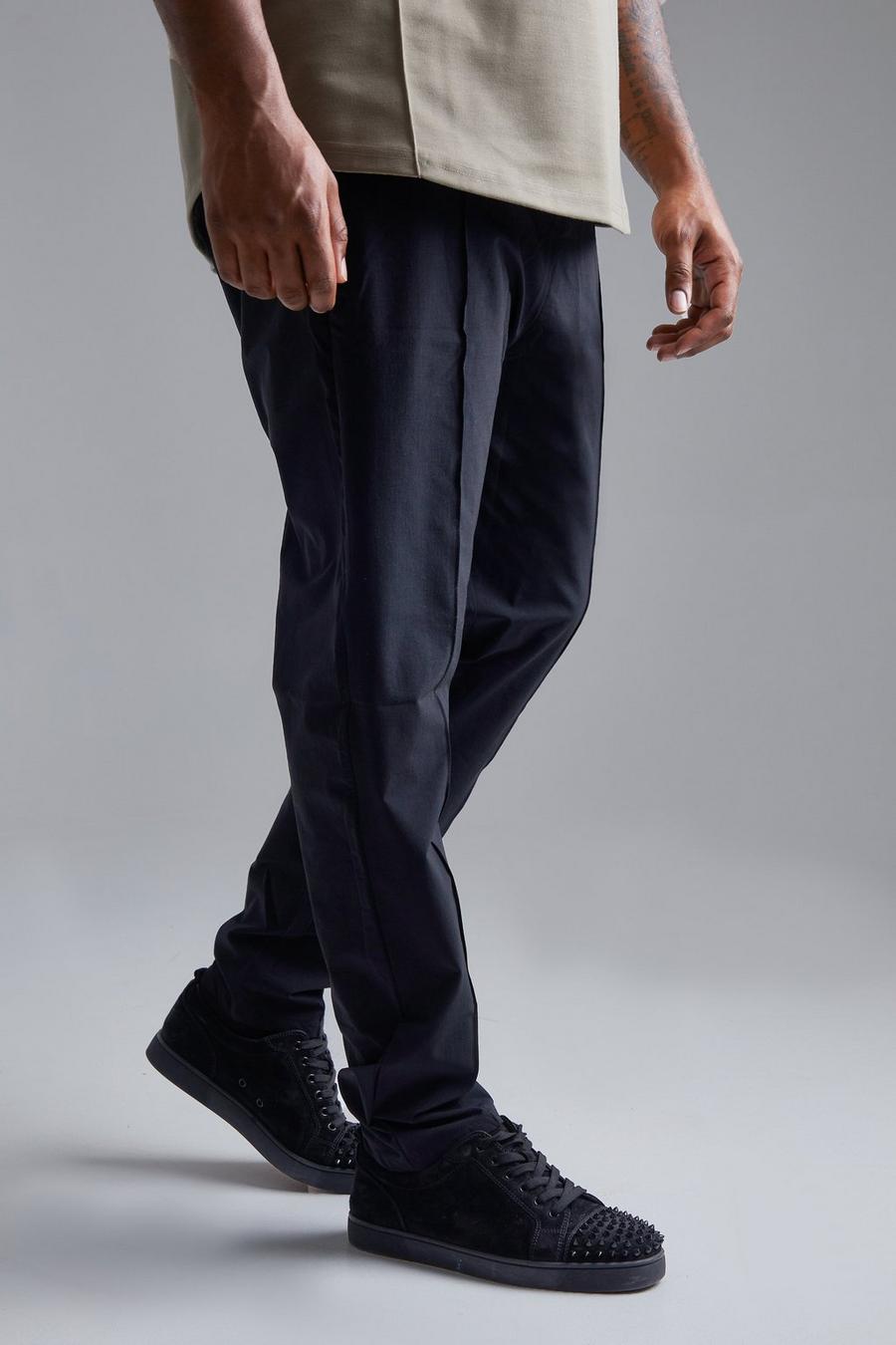 Black Plus Slim Technical Front Pleat Trouser