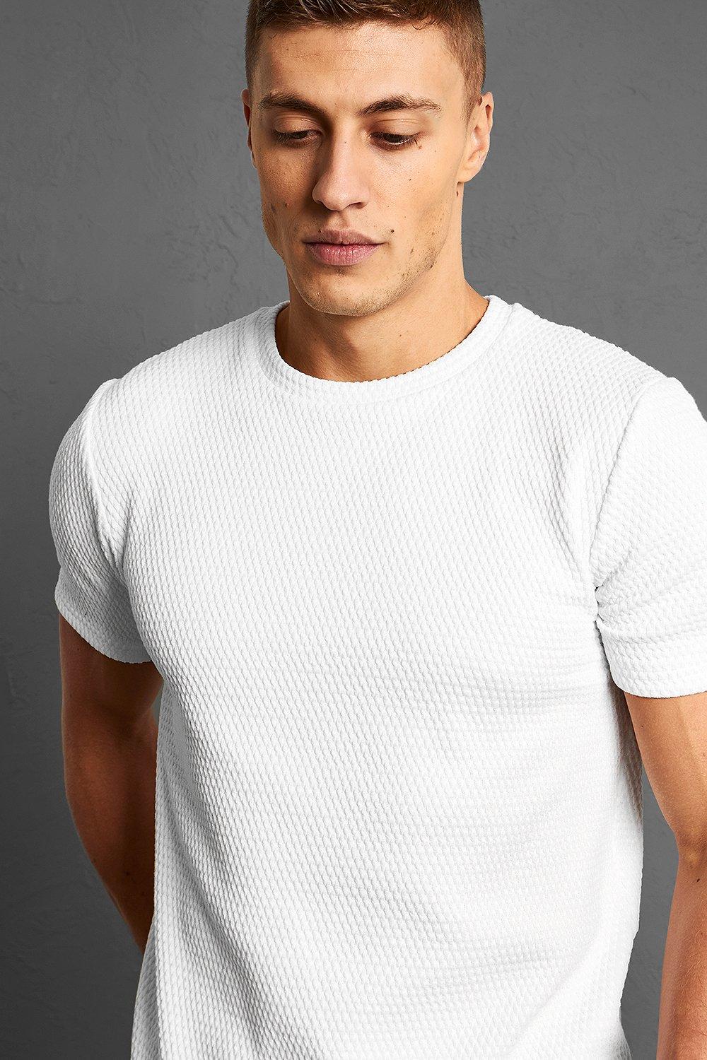 Jacquard Slim Fit T-shirt | Boohoo UK