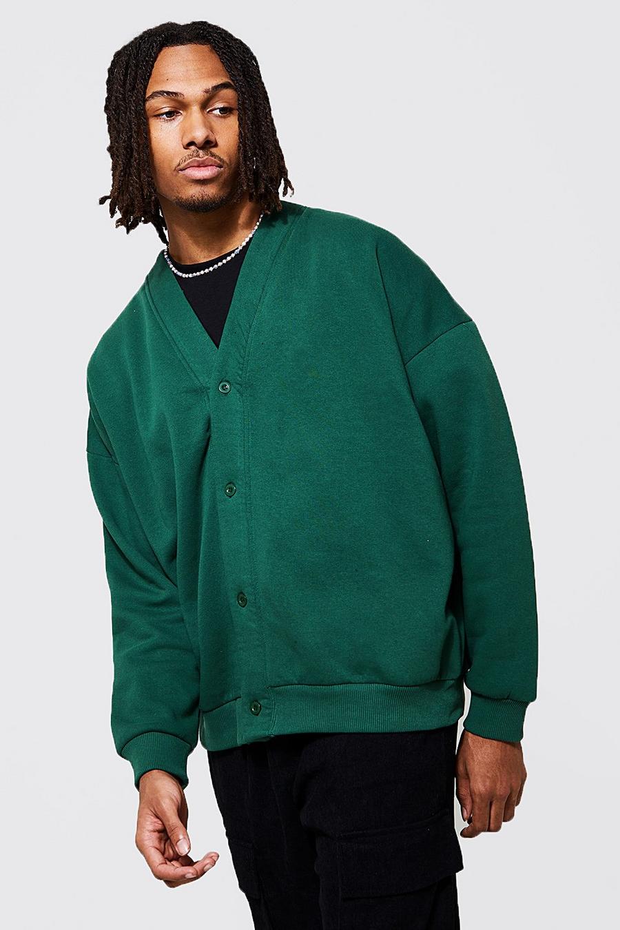 Green Oversized Jersey Cardigan image number 1
