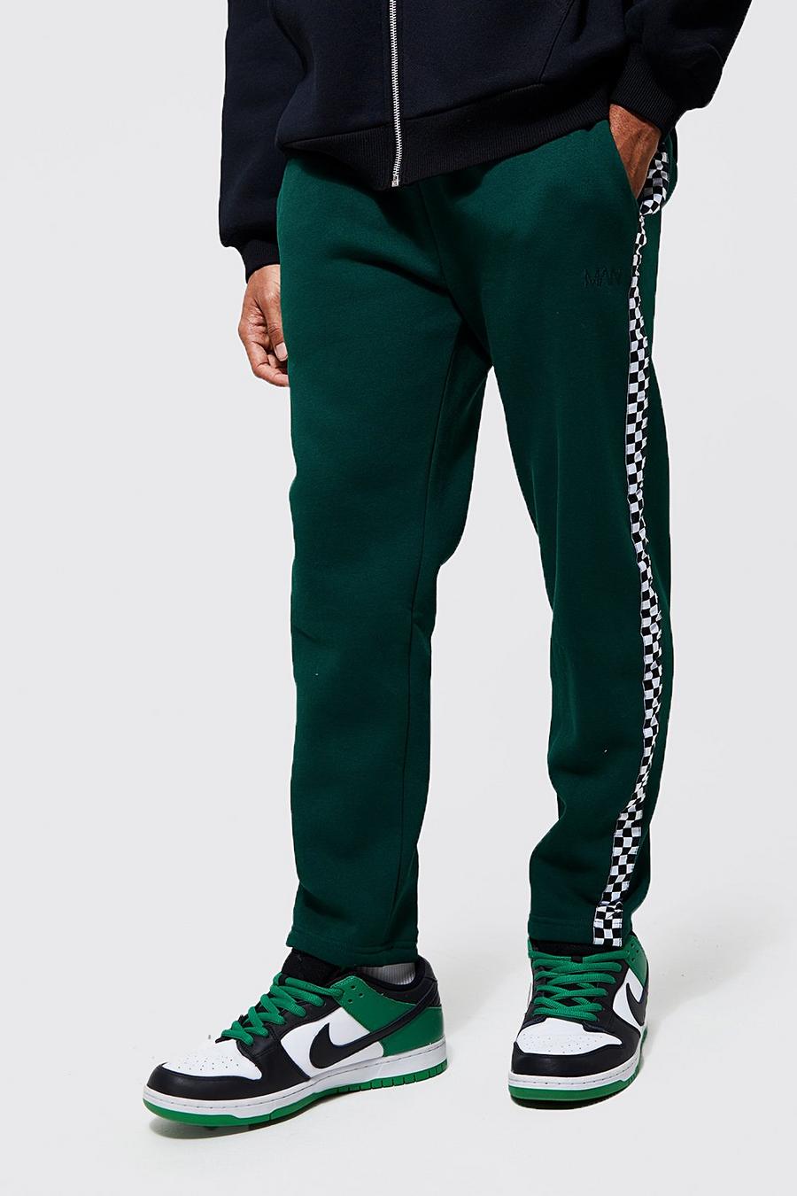 Dark green Tapered Checkerboard Tape Jogger image number 1