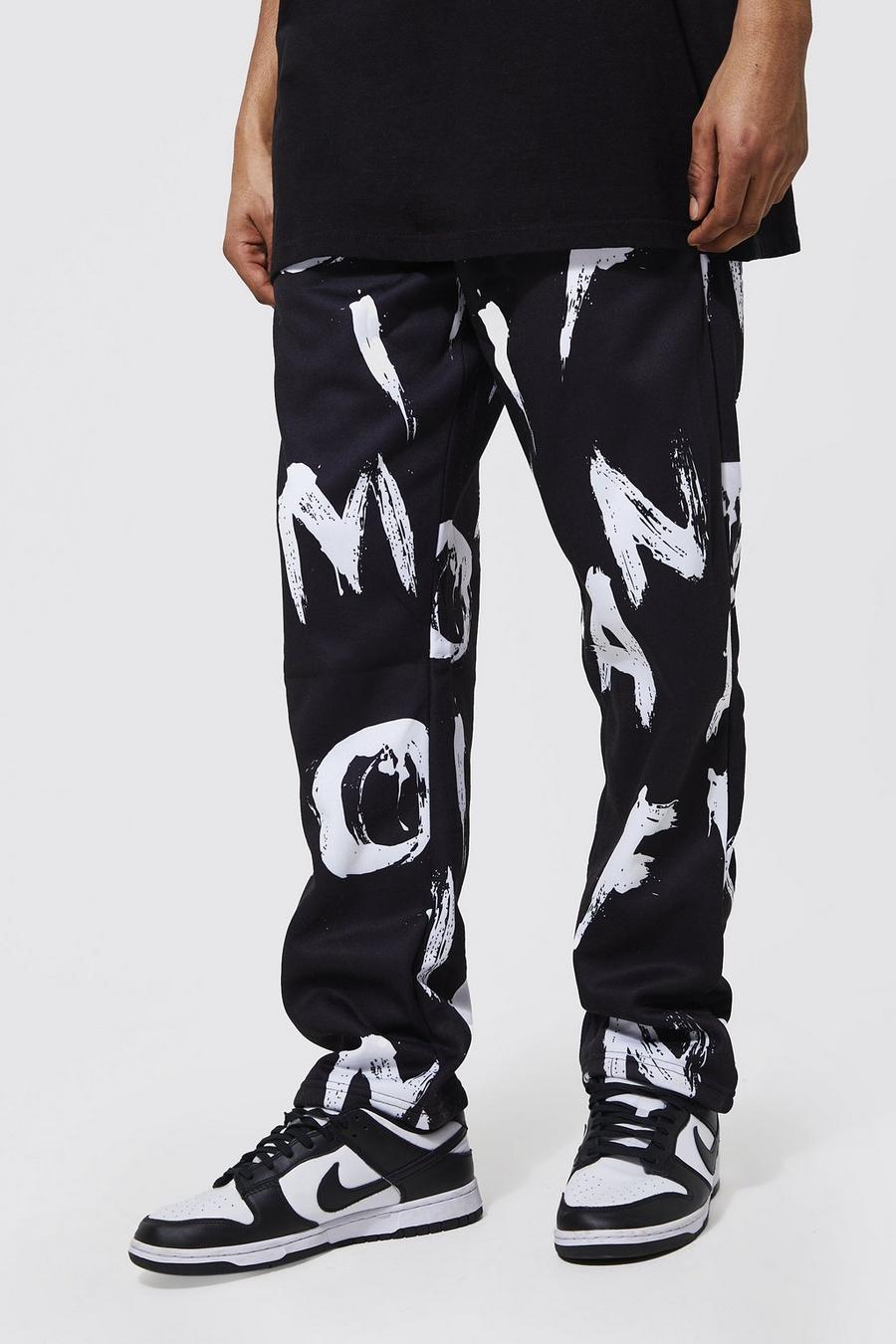 Black Relaxed Fit Man Official Print Jogger image number 1