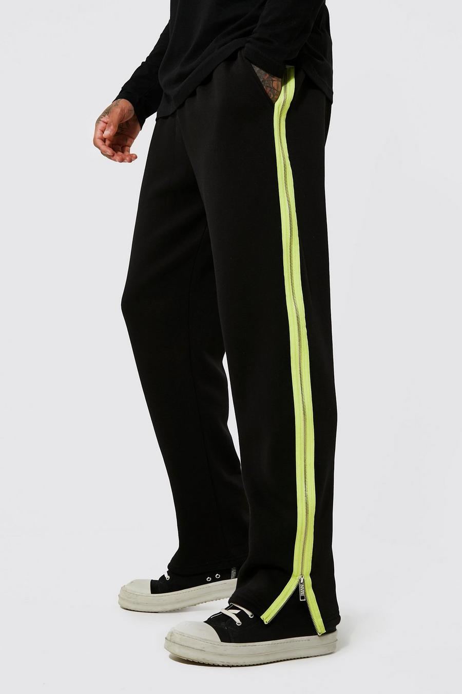 Black Zip Detail Jogger With Tape image number 1