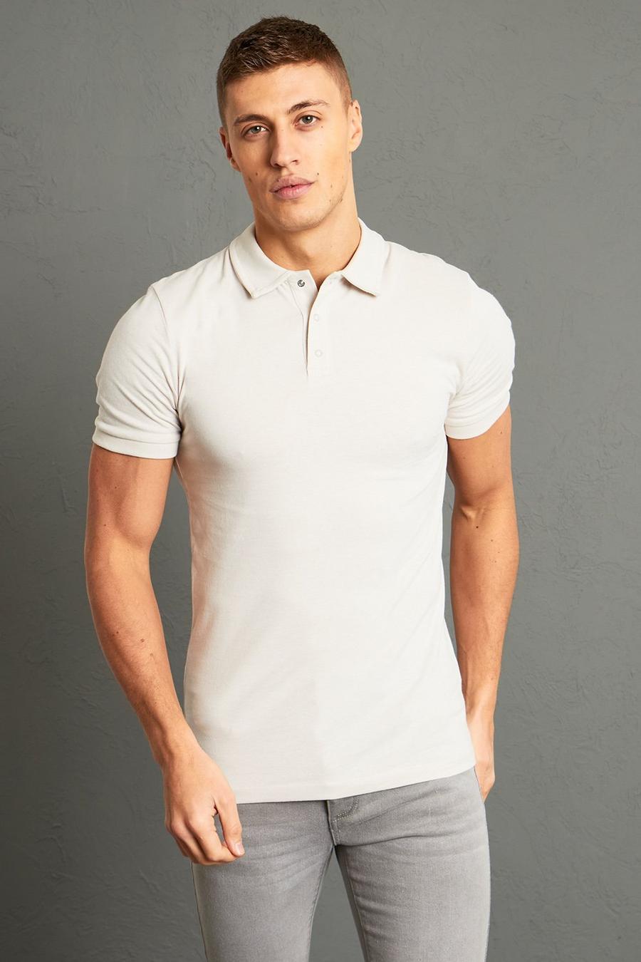 Muscle-Fit Jersey Polo-Shirt, Stone image number 1