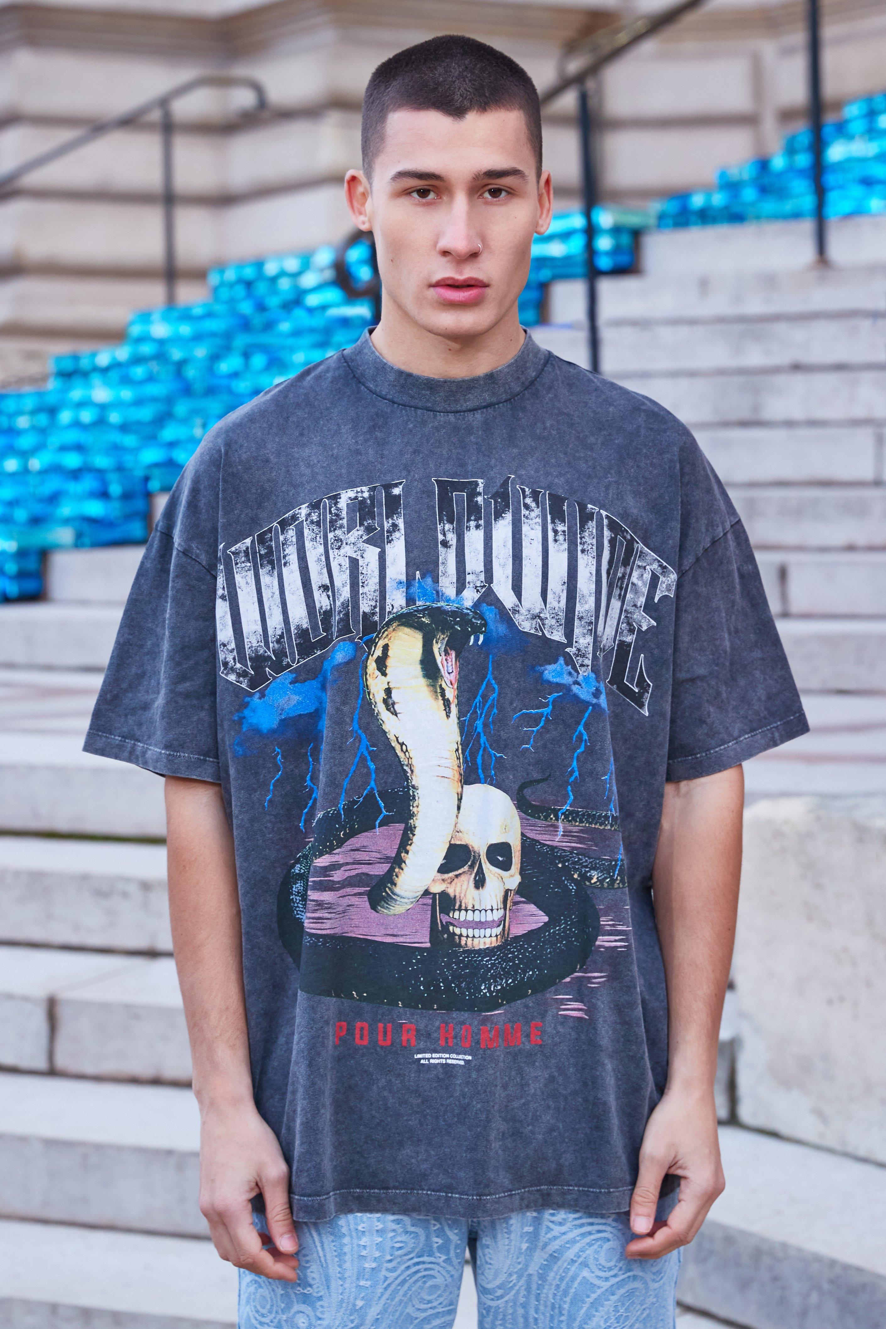 Oversized Overdyed Skull Graphic T-shirt