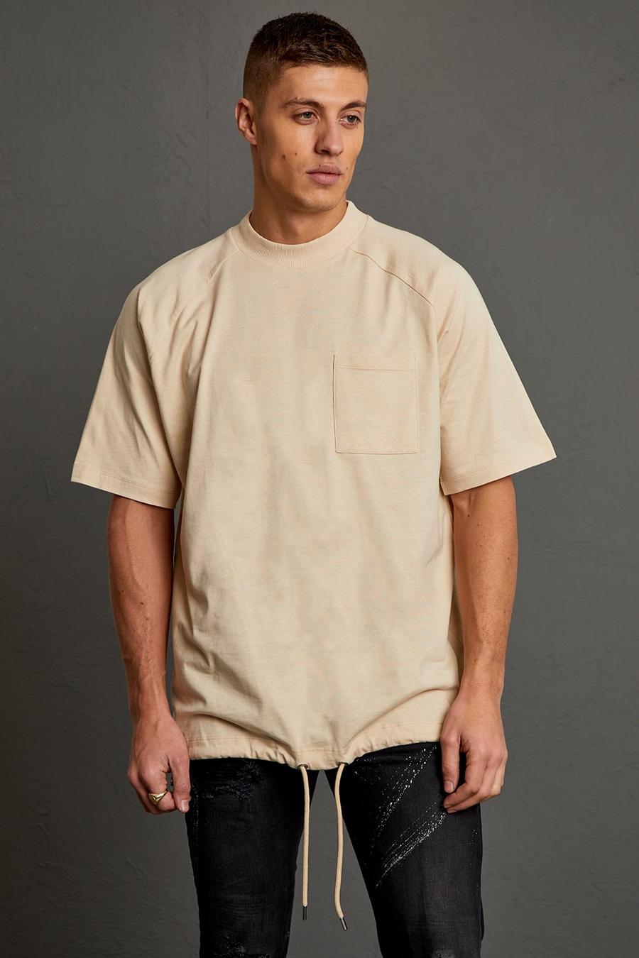 Sand beige Oversized Adjustable Hem T-shirt