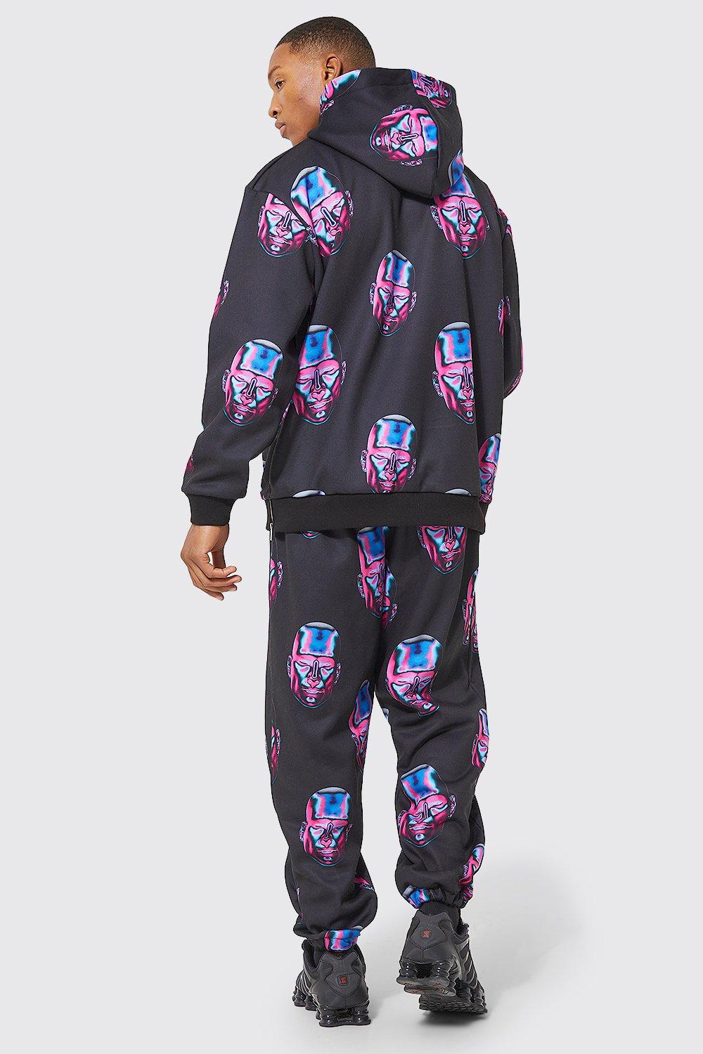 Oversized Graphic Zip Detail Tracksuit