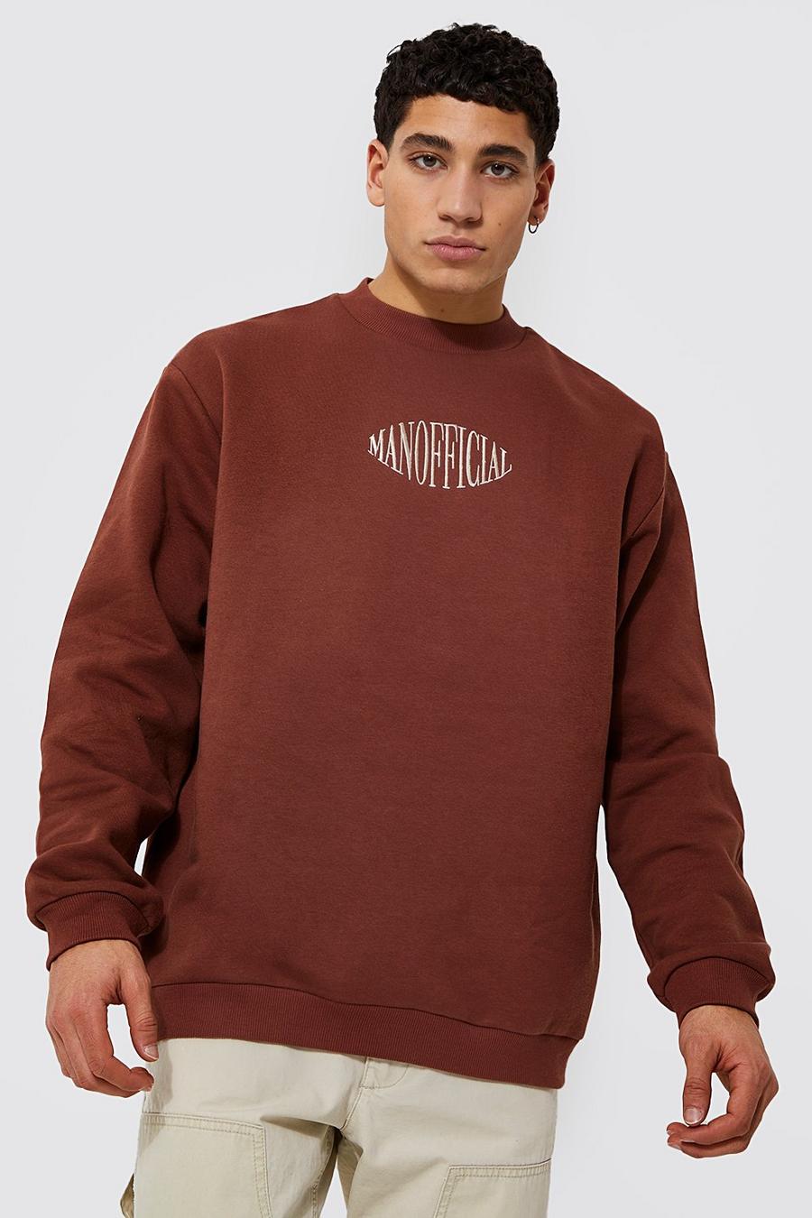 Chocolate Oversized Extended Neck Man Sweatshirt  image number 1