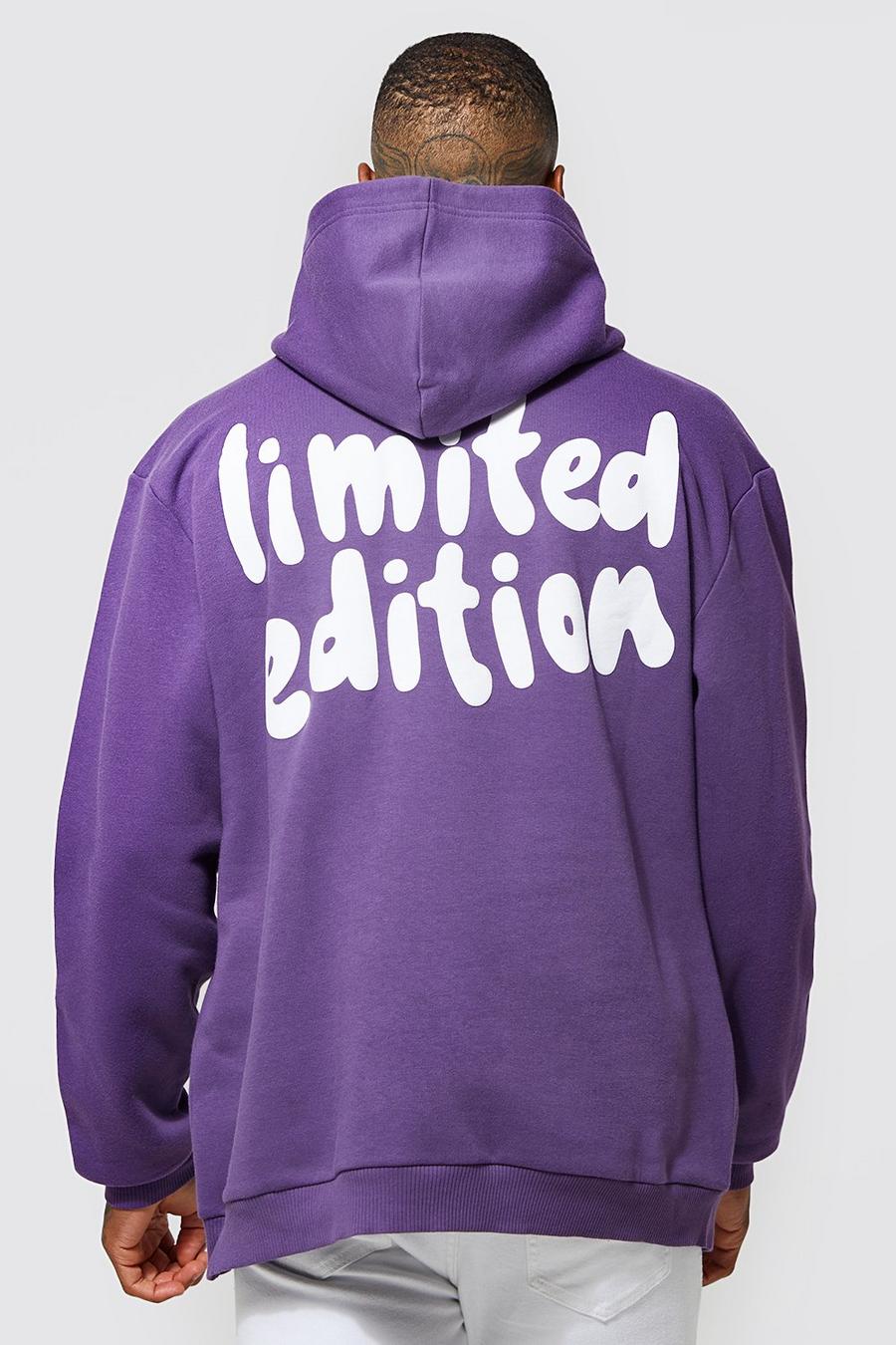 Purple Oversized Limited Edition Puff Print Hoodie image number 1