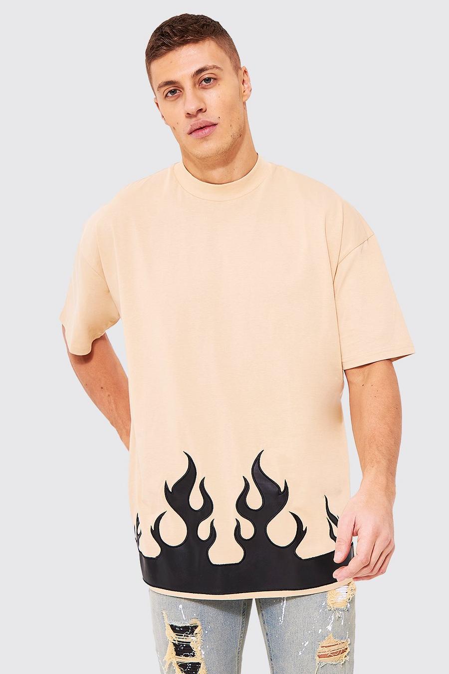 Sand Oversized Pu Flame T-shirt image number 1