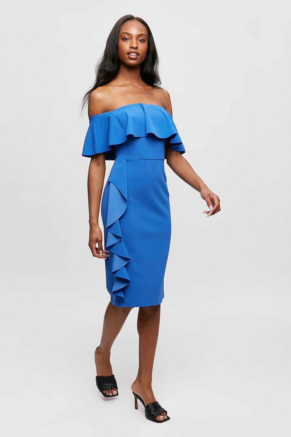 Dresses | Blue Bardot Dress | Dorothy Perkins