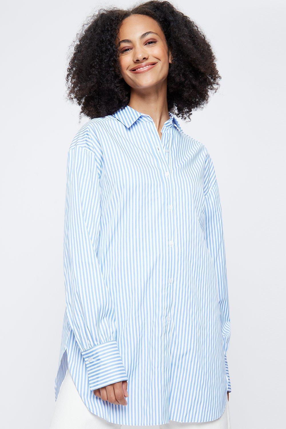 Shirts | Tall Blue Stripe Poplin Shirt | Dorothy Perkins