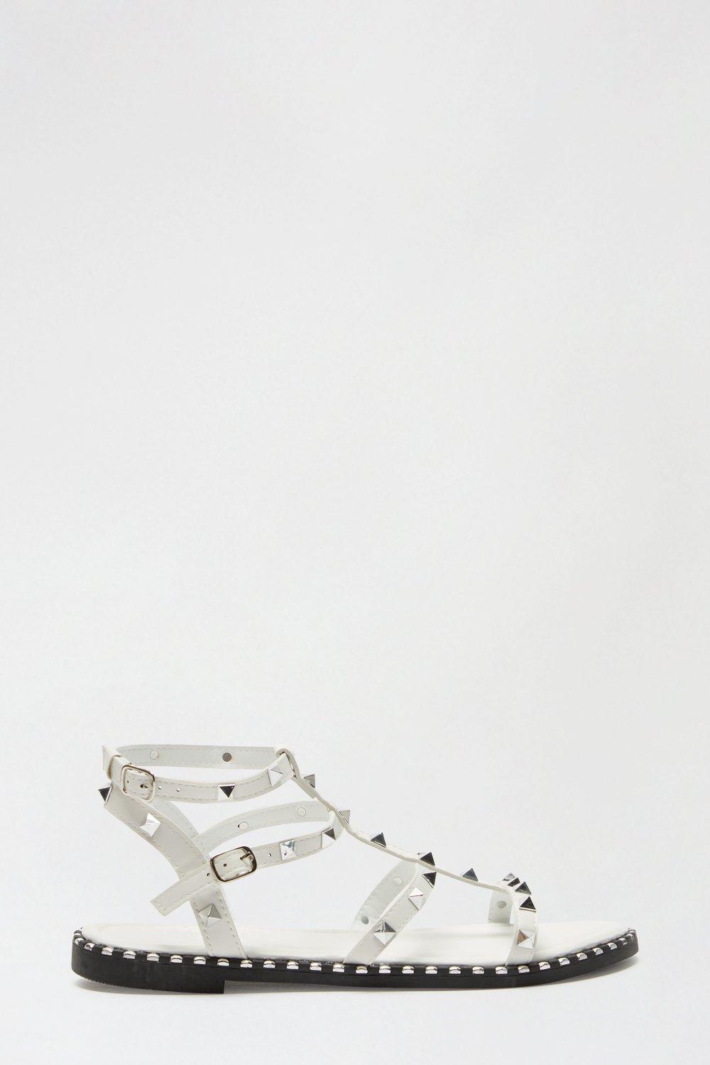 Sandals | White Favour Studded Gladiator Sandal | Dorothy Perkins