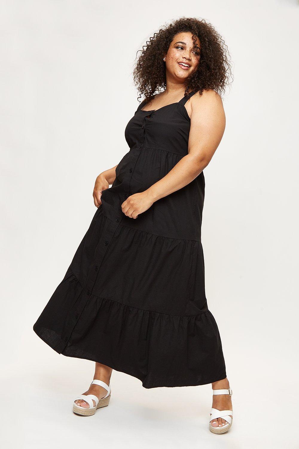 Dresses | Curve Black Button Through Maxi Dress | Dorothy Perkins