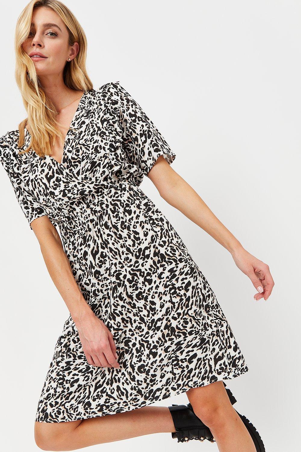 Dresses | Tall Leopard Print V-neck Ruffle Dress | Dorothy Perkins