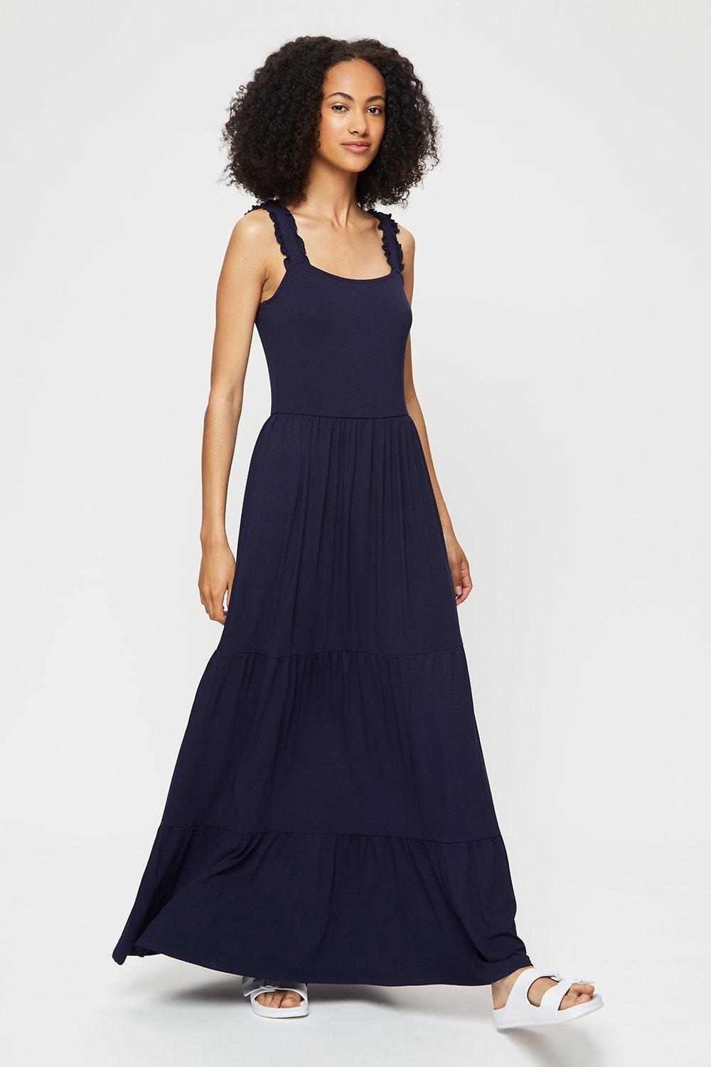 Dresses Tall Navy Strappy Tiered Maxi Dress Dorothy Perkins