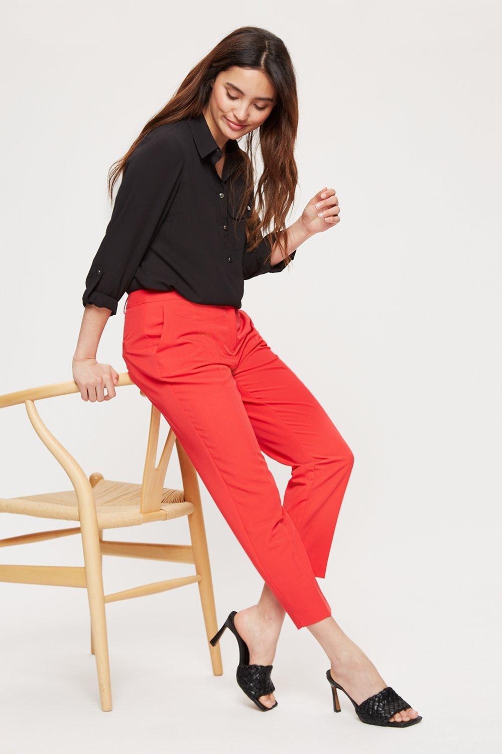 Trousers | Petite Red Ankle Grazer | Dorothy Perkins