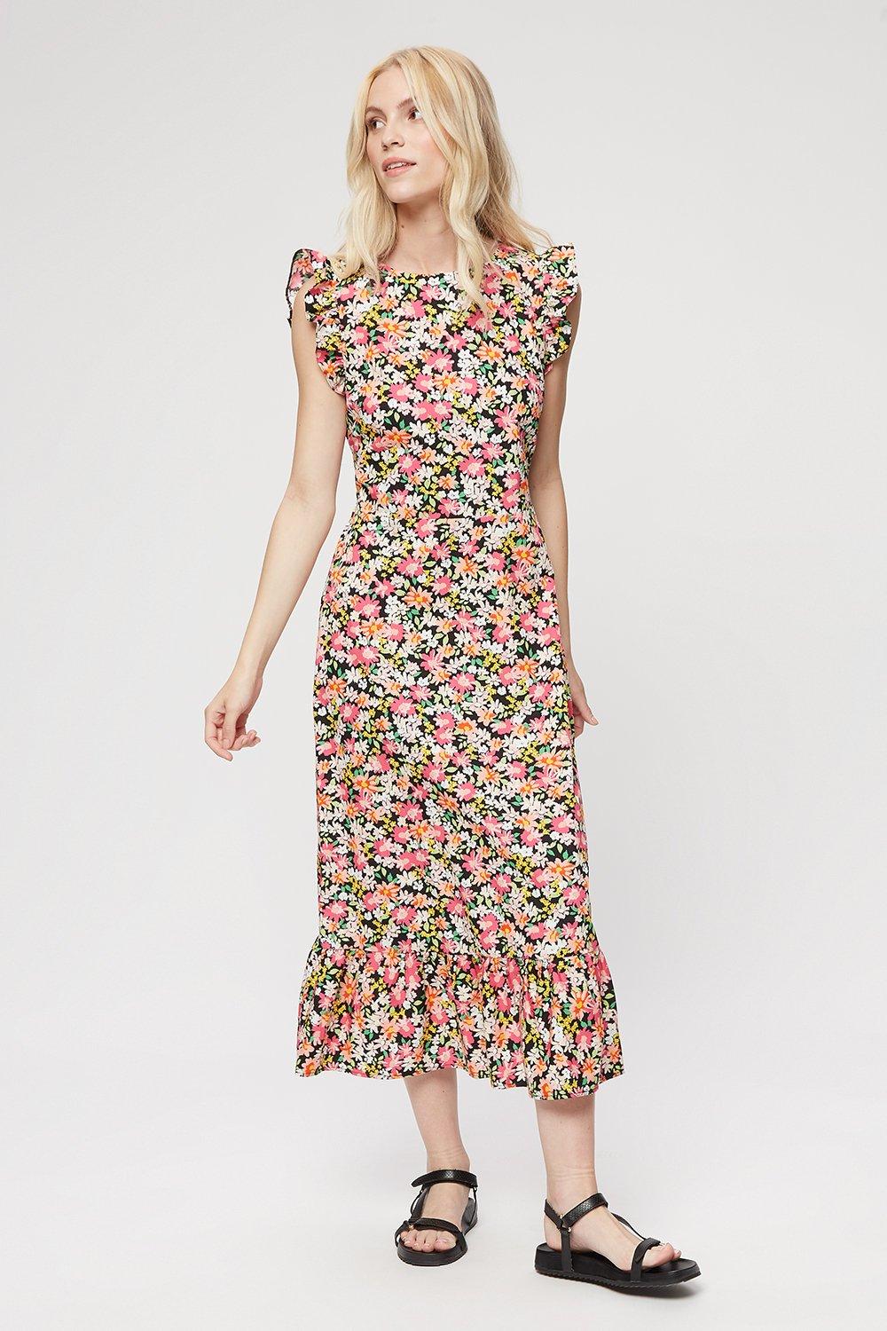 Dresses | Floral Frill Midi Dress | Dorothy Perkins