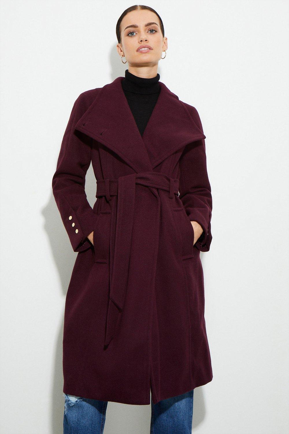 lipsy wrap coat burgundy