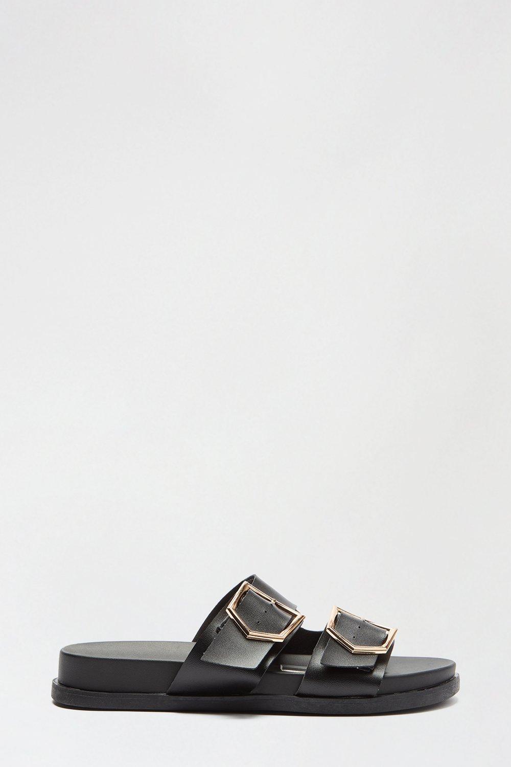 Sandals | Black Comfort Felix Buckle Footbed Sandal | Dorothy Perkins