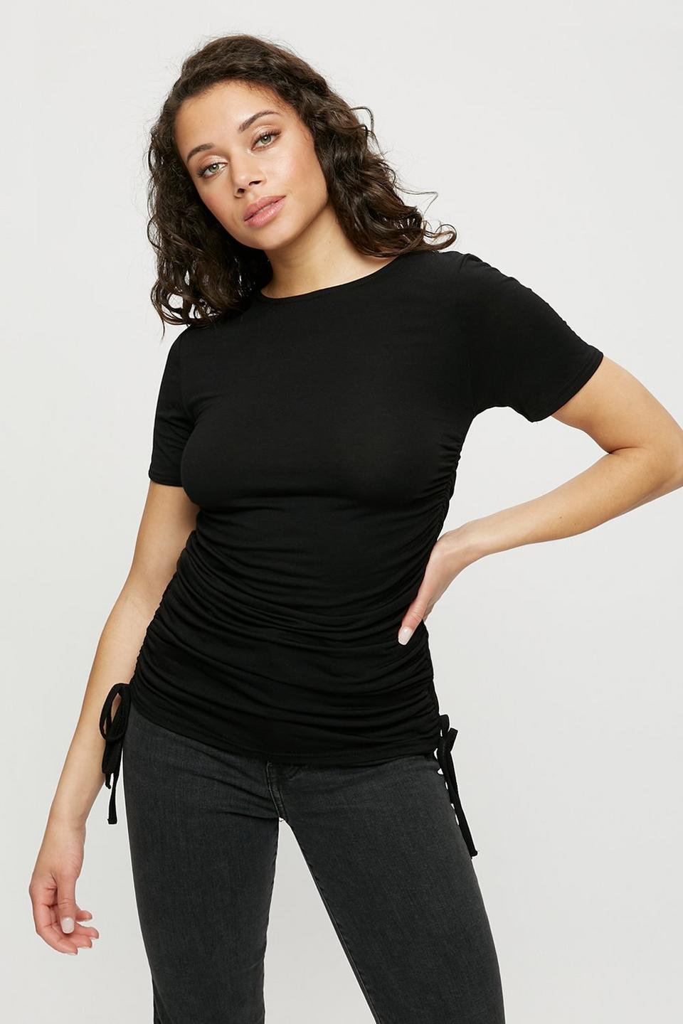 T-Shirts | Ruched Side Top | Dorothy Perkins
