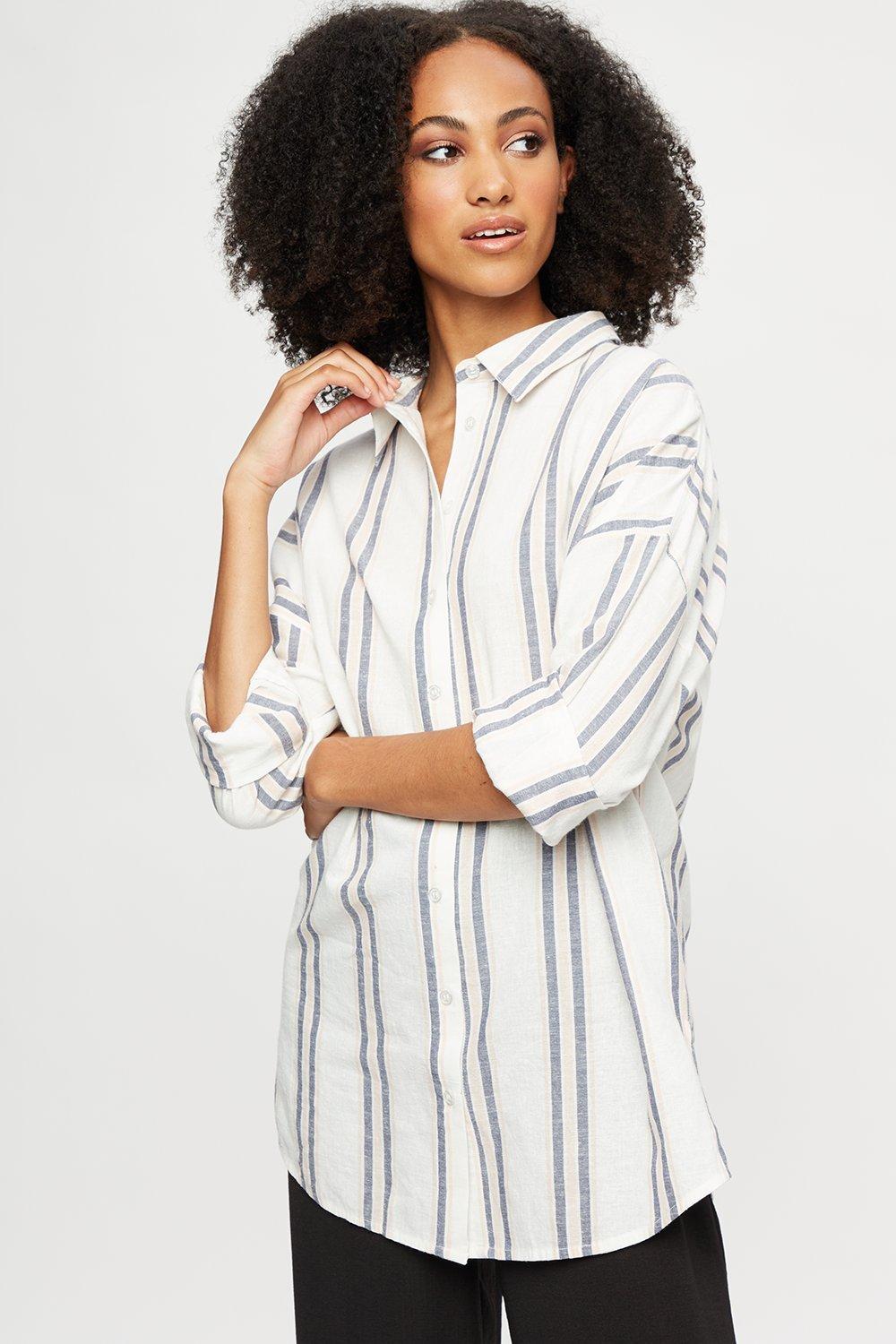 Dorothy Perkins Tall Stripe Linen Look Shirt | Debenhams