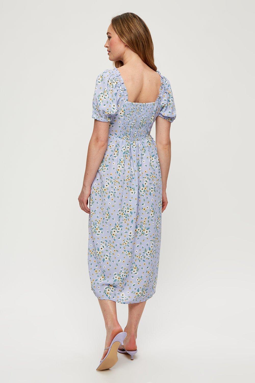 ditsy milkmaid midi dress