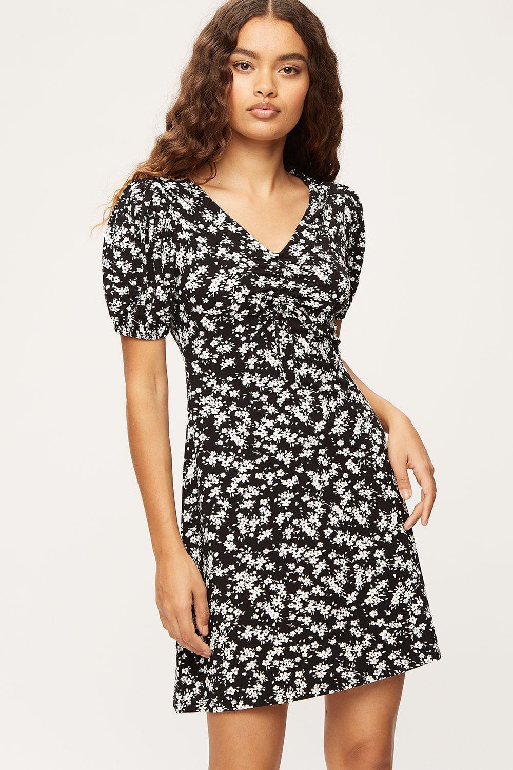 Dresses | Petite White Floral Ruched Front Dress | Dorothy Perkins