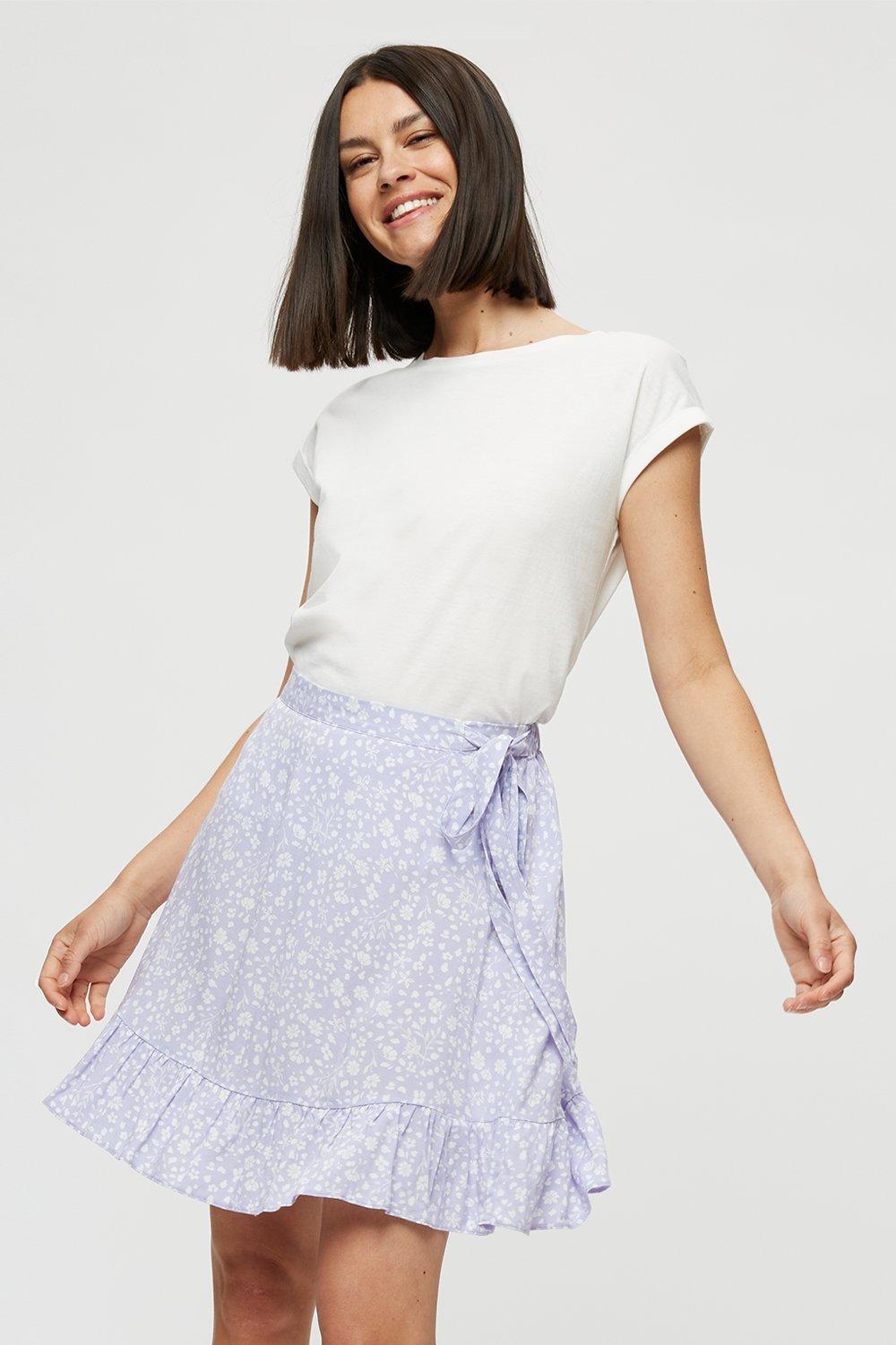 Skirts | Lilac Ditsy Mini Wrap Skirt | Dorothy Perkins