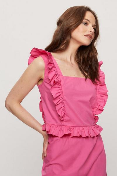 Dorothy Perkins red Berry Poplin Ruffle Co-ord Top