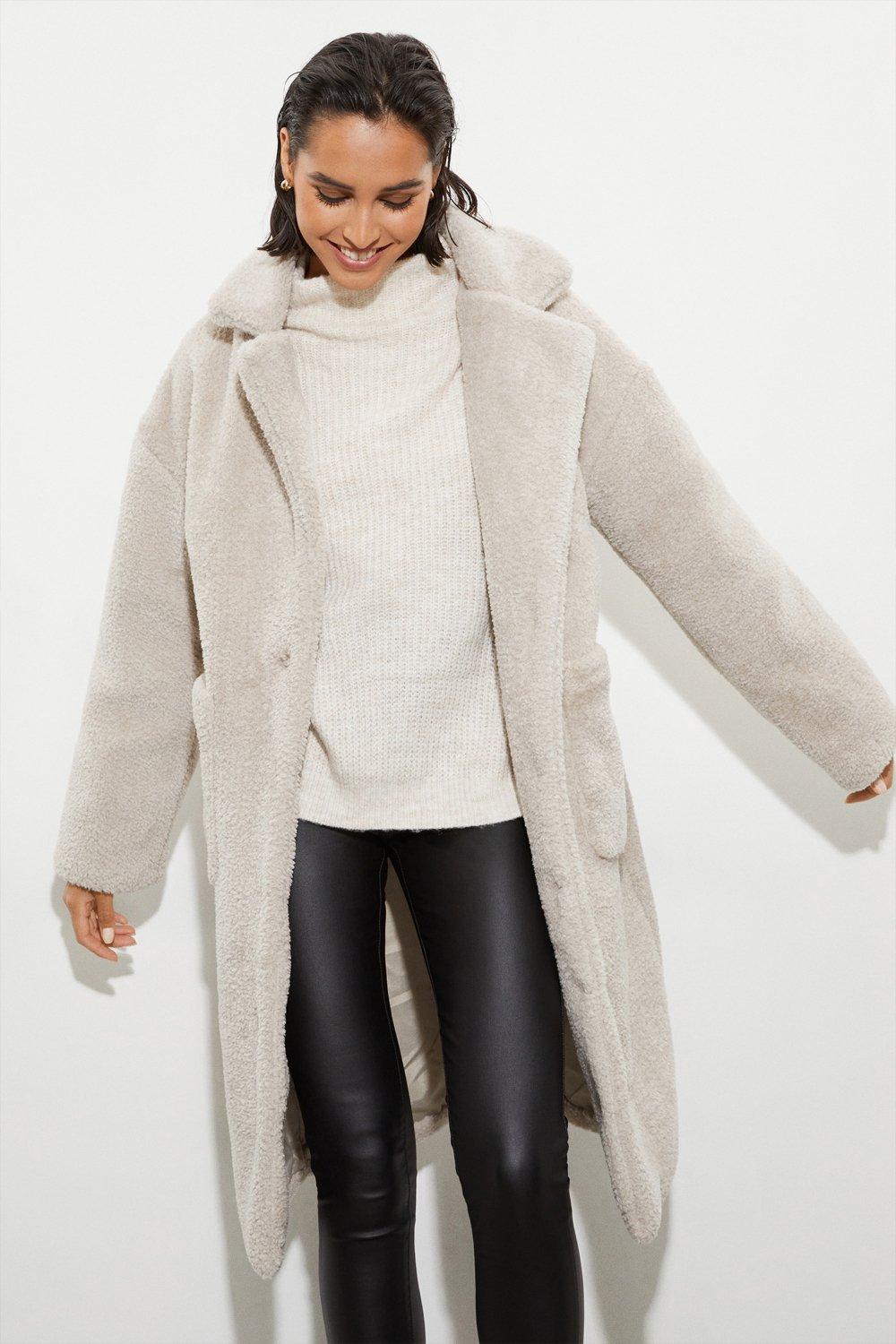 Jackets & Coats | Tall Longline Plush Teddy Coat | Dorothy Perkins