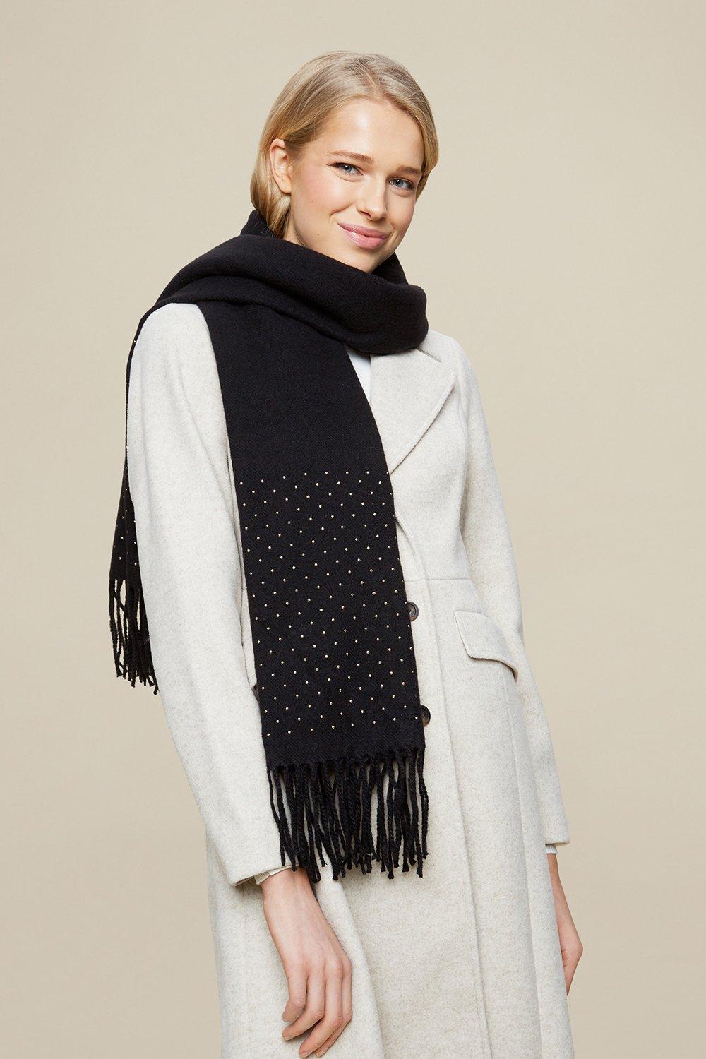 Gloves & Scarves | Black Studded Scarf | Dorothy Perkins