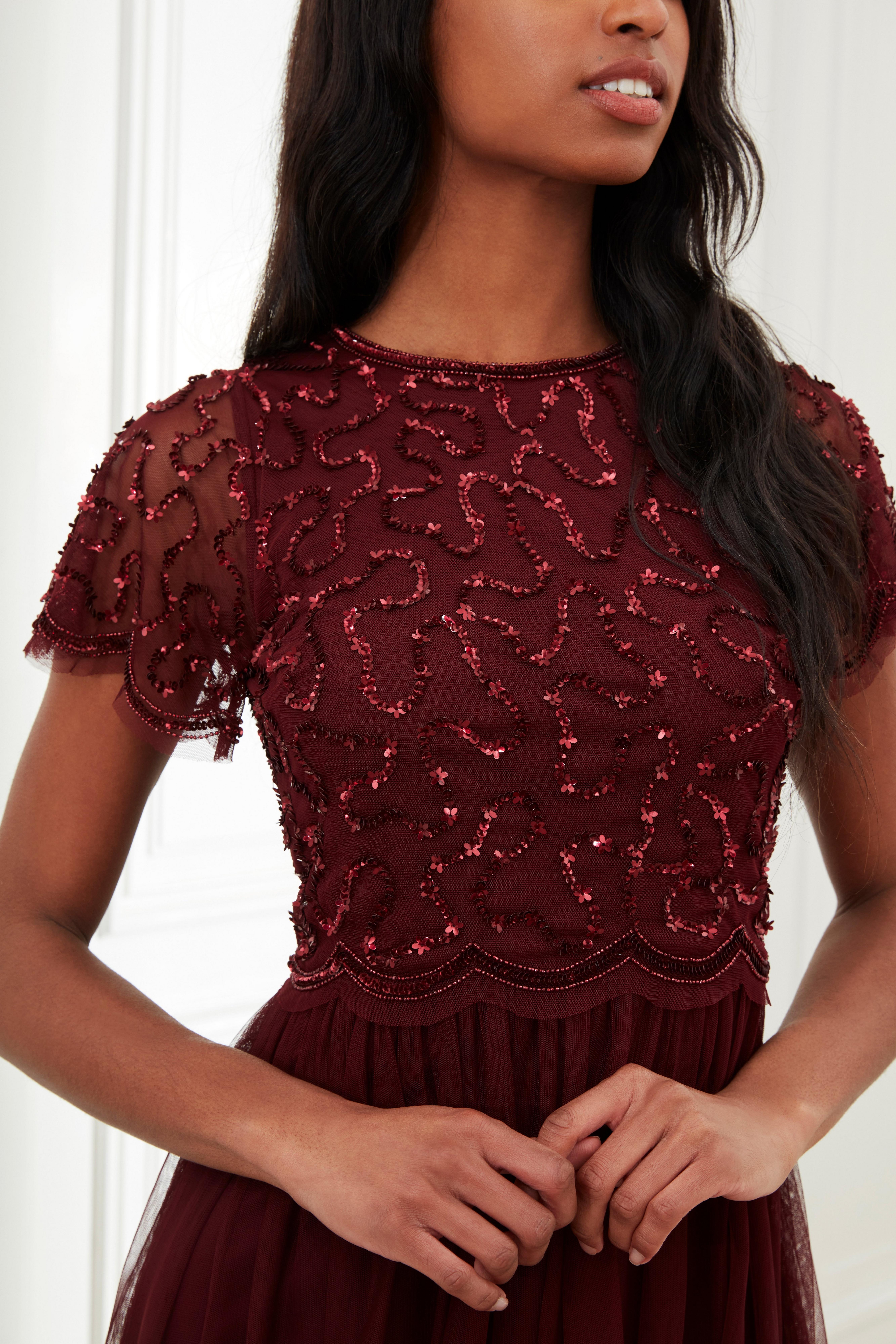 Dresses | Burgundy Embellished Maxi Dress | Dorothy Perkins