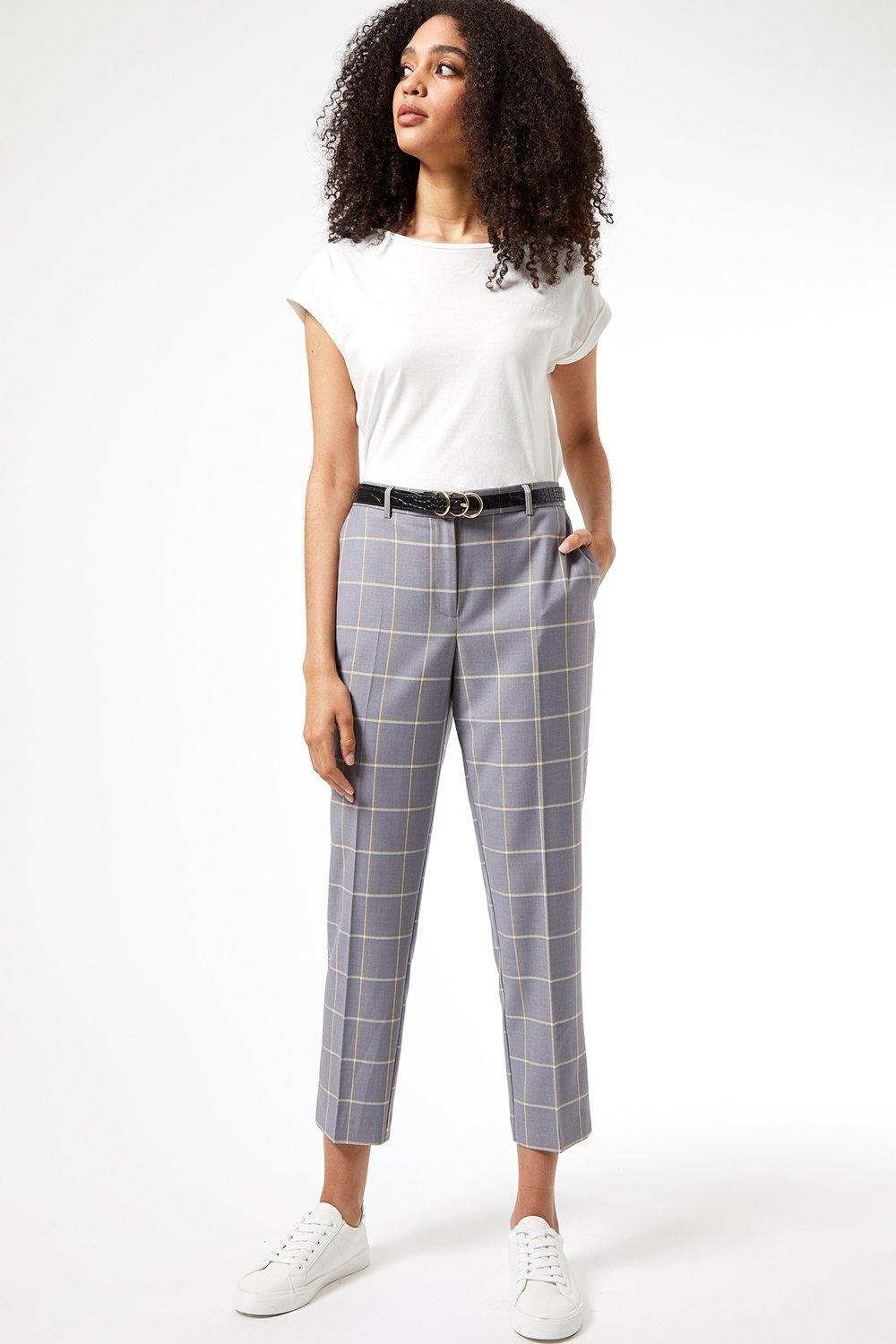 Trousers | Grey Check Ankle Grazer Trousers | Dorothy Perkins