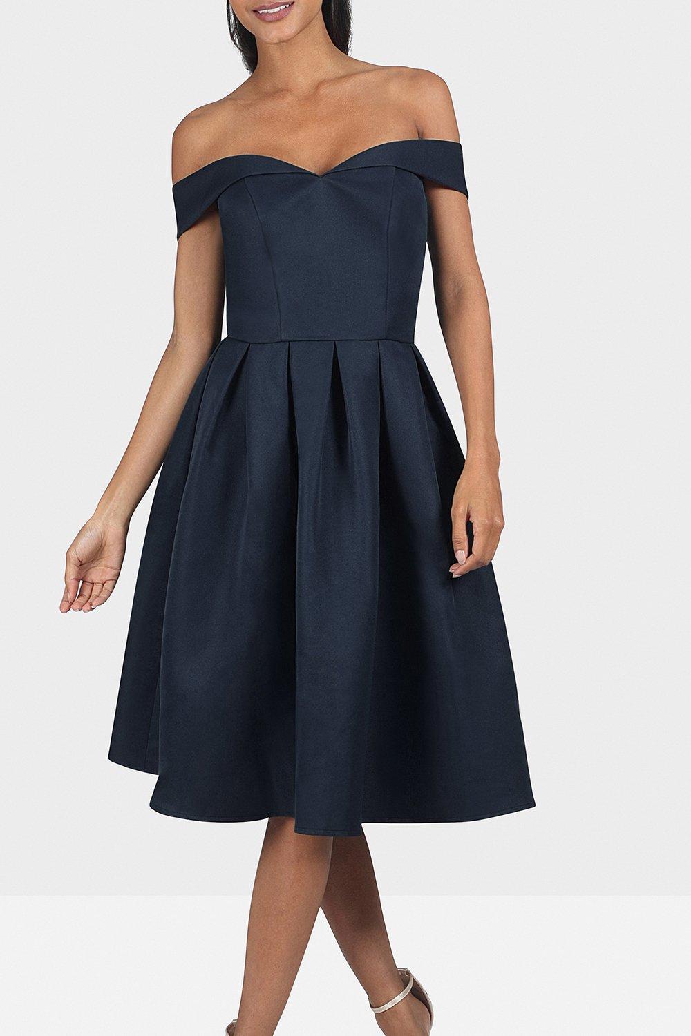 Dresses | Chi Chi London Navy Prom Bardot Dress | Dorothy Perkins