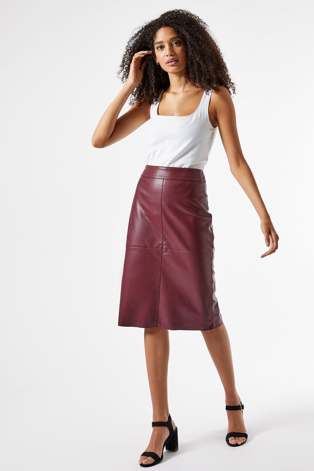 Skirts | Berry Faux Leather Midi Skirt | Dorothy Perkins