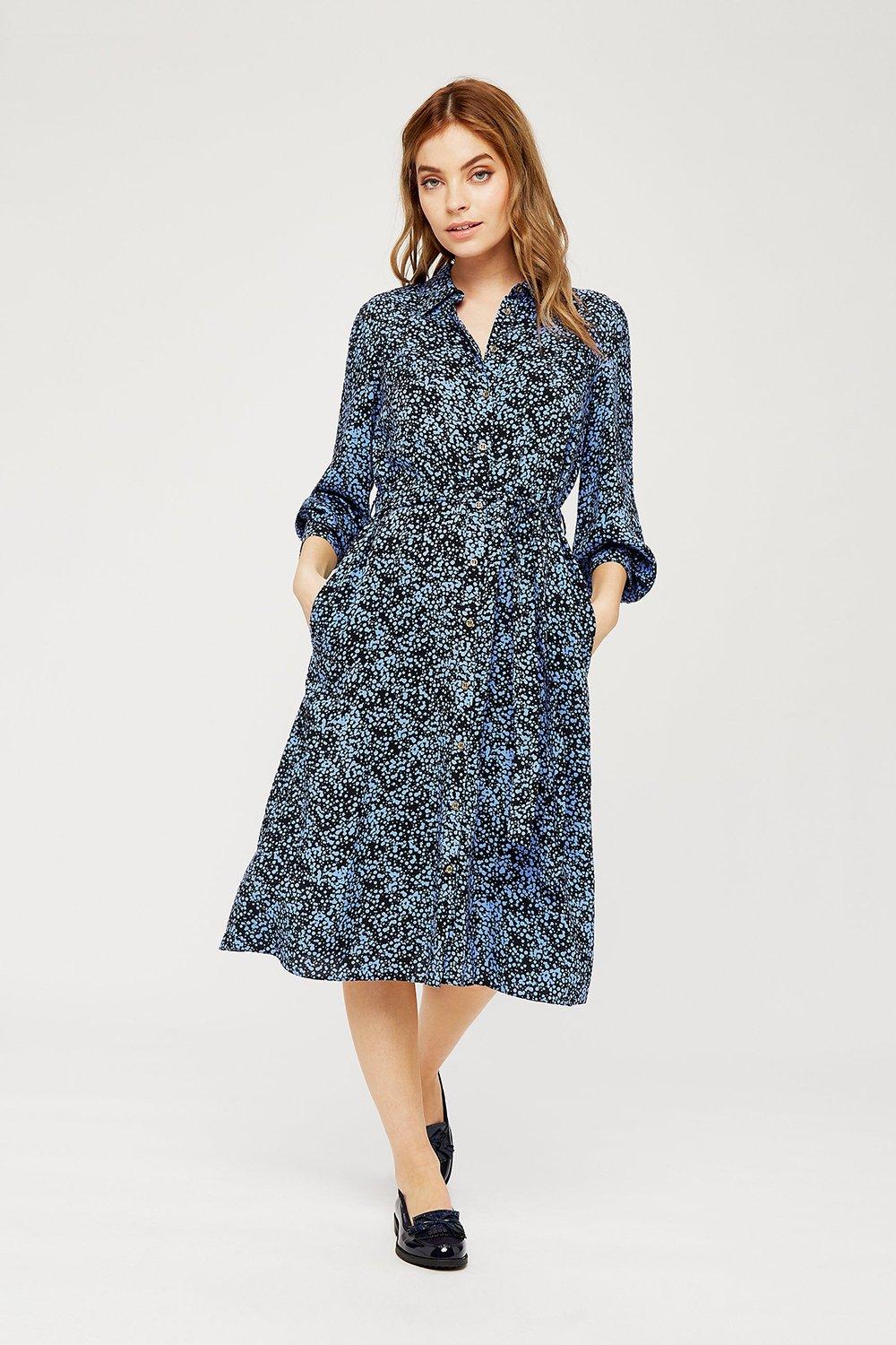 Dresses | Petites Navy Floral Print Shirt Dress | Dorothy Perkins