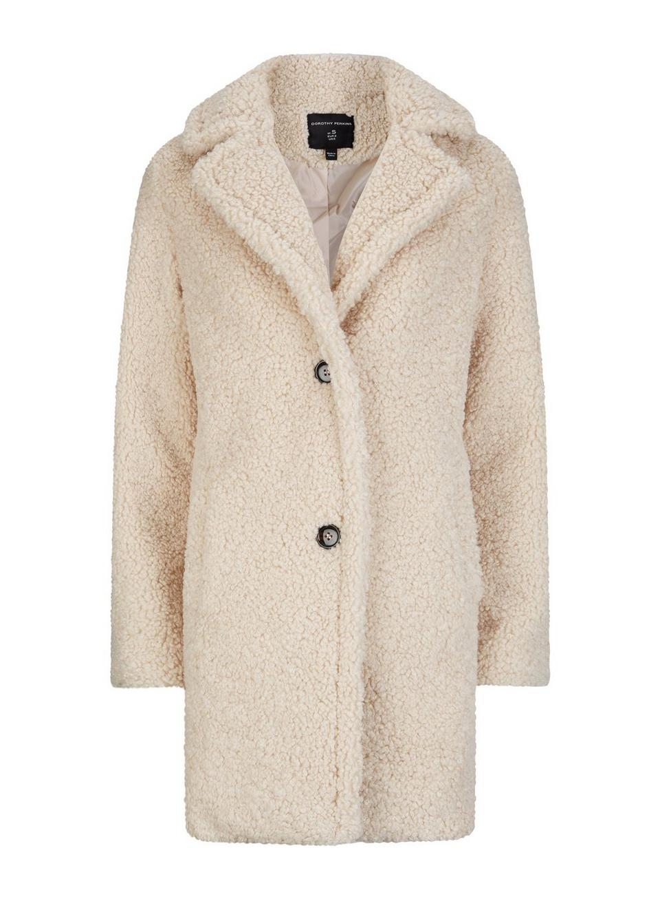 Jackets & Coats | Cream Long Teddy Coat | Dorothy Perkins