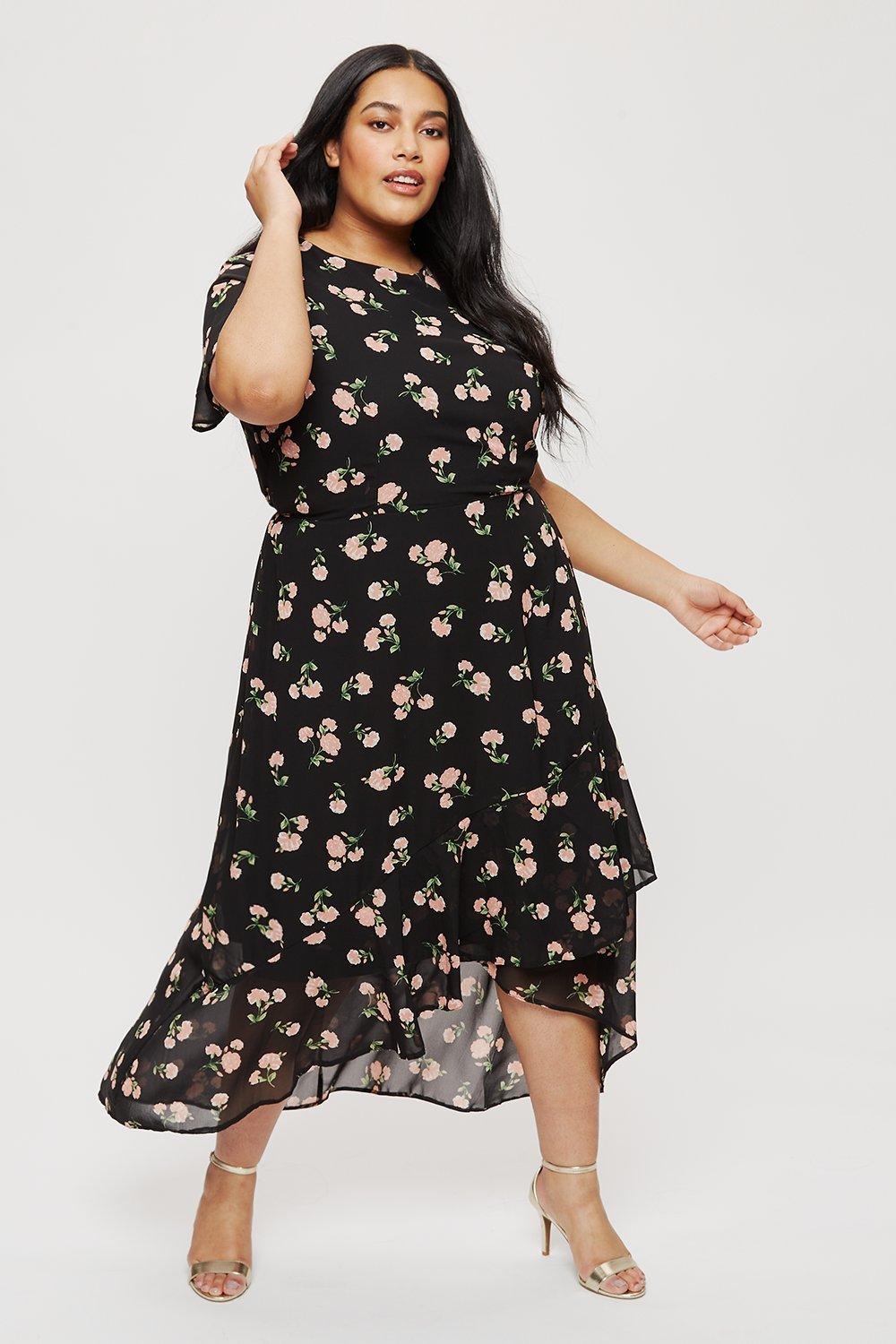 Dresses | Curve High Low Hem Floral Dress | Dorothy Perkins