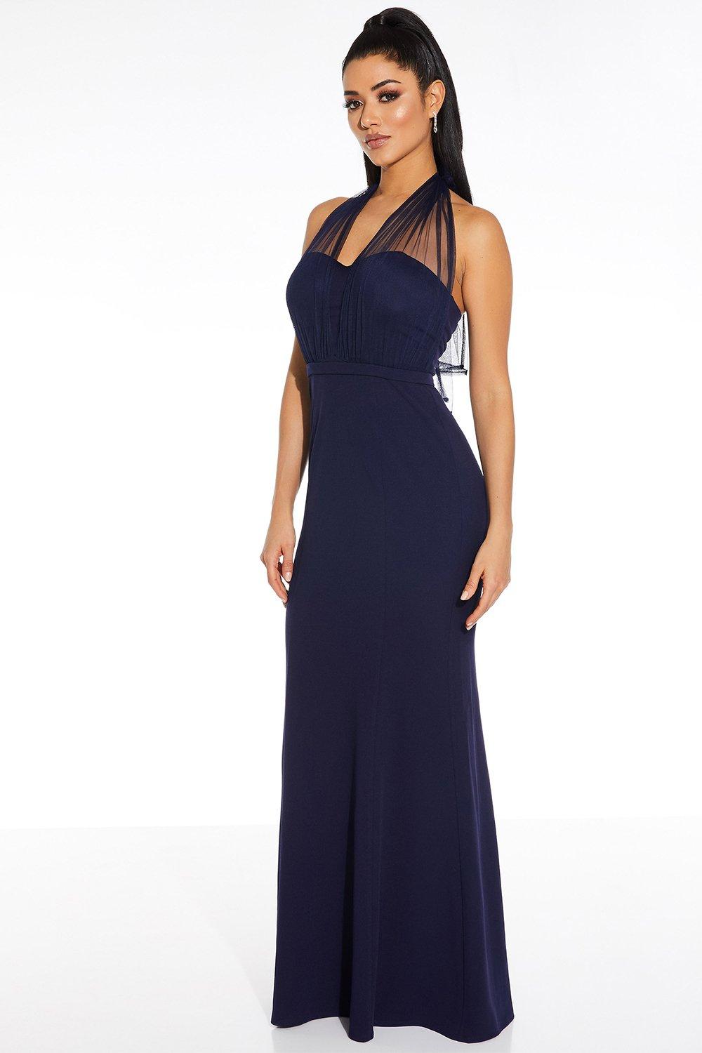 Dresses | *Quiz Navy Mesh Haltrneck Maxi Dress | Dorothy Perkins