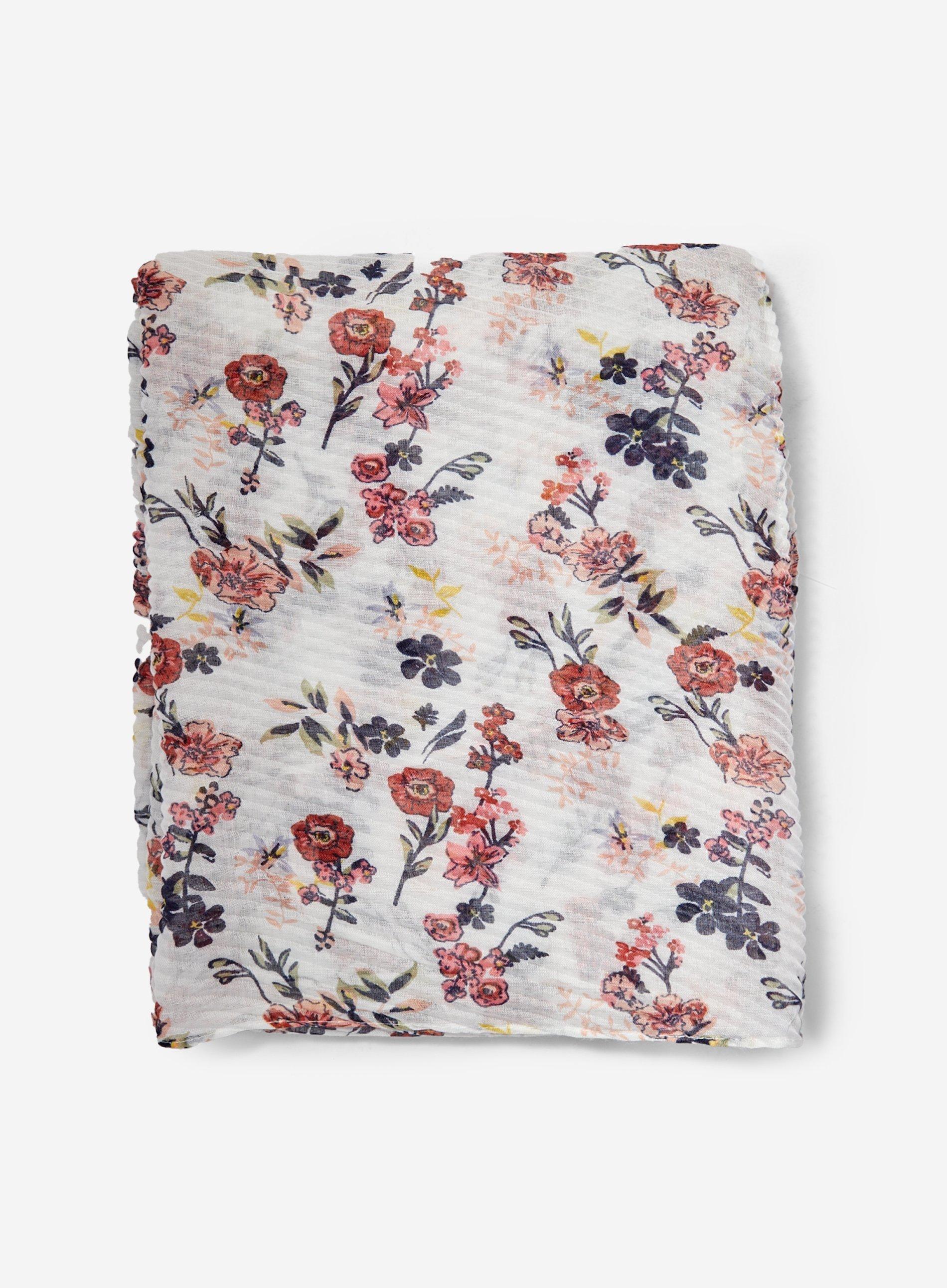 Gloves & Scarves | White Floral Print Plisse Scarf | Dorothy Perkins