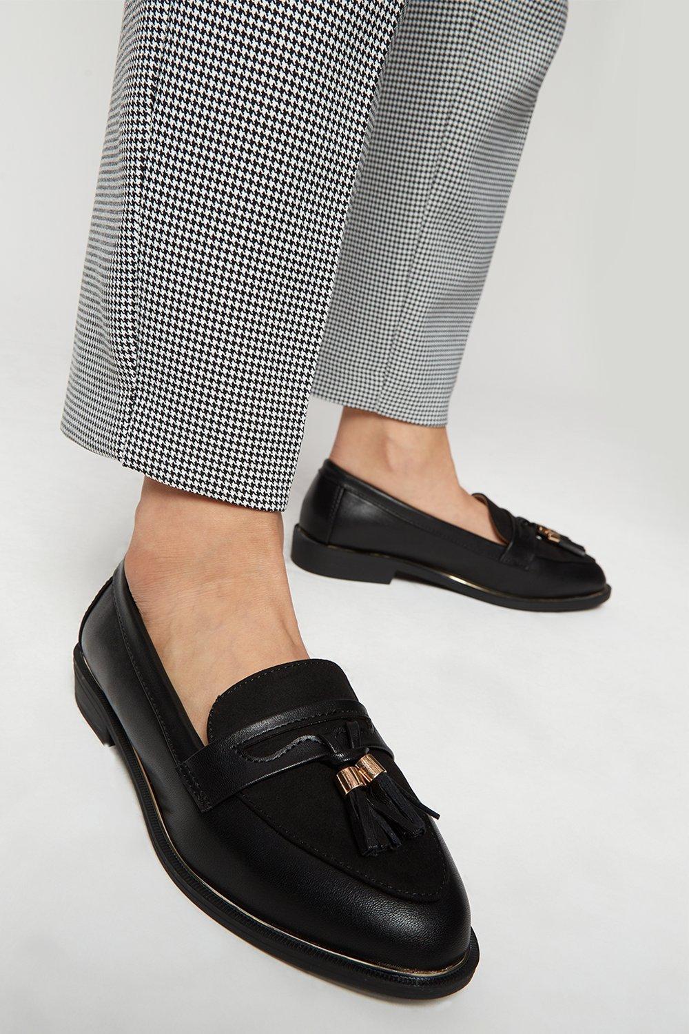 Flats | Wide Fit Black Landmark Loafers | Dorothy Perkins