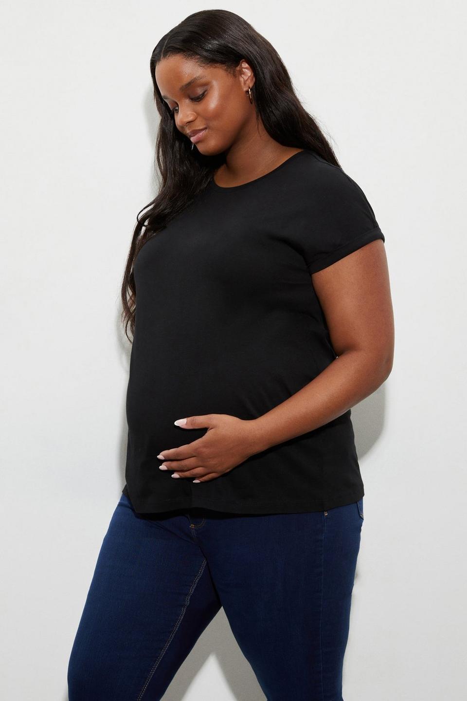 T-Shirts | Maternity Roll Sleeve Cotton Jersey T-shirt | Perkins