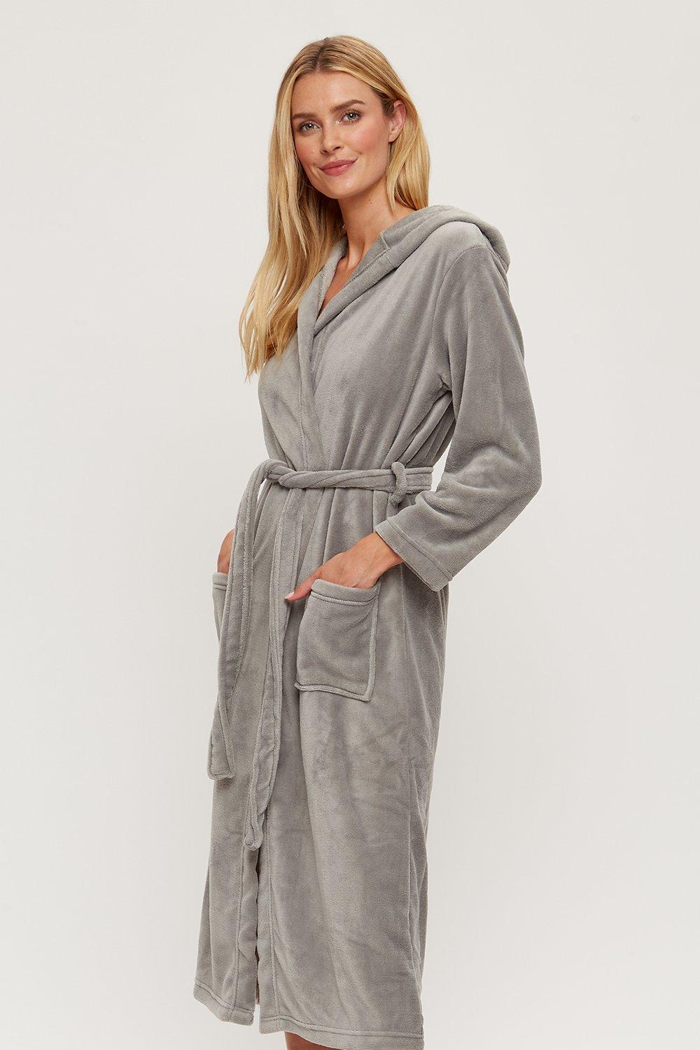 Dorothy Perkins Grey Hooded Maxi Robe | Debenhams